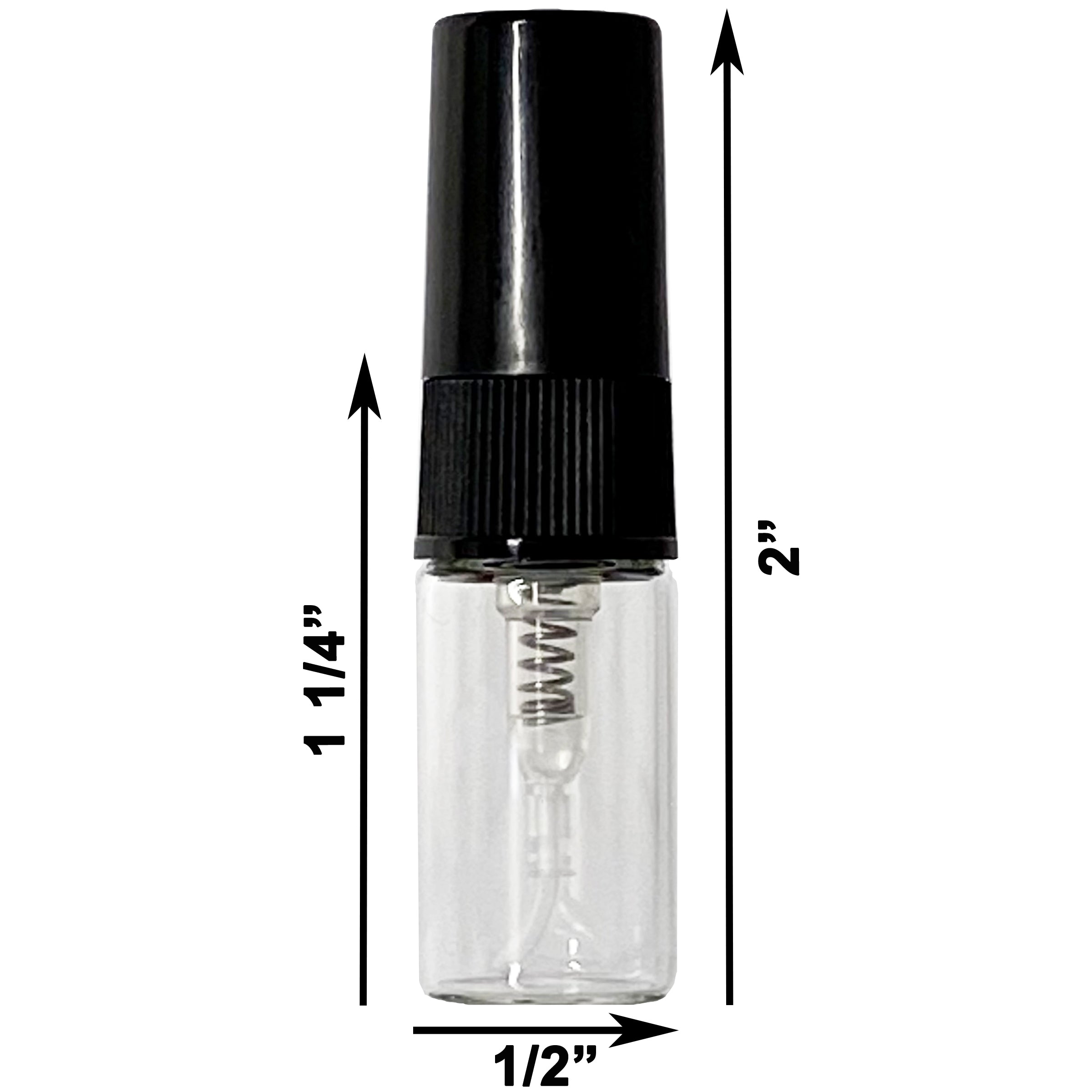 2ml 0.07oz Clear Perfume Glass Spray Bottles Black Atomizer