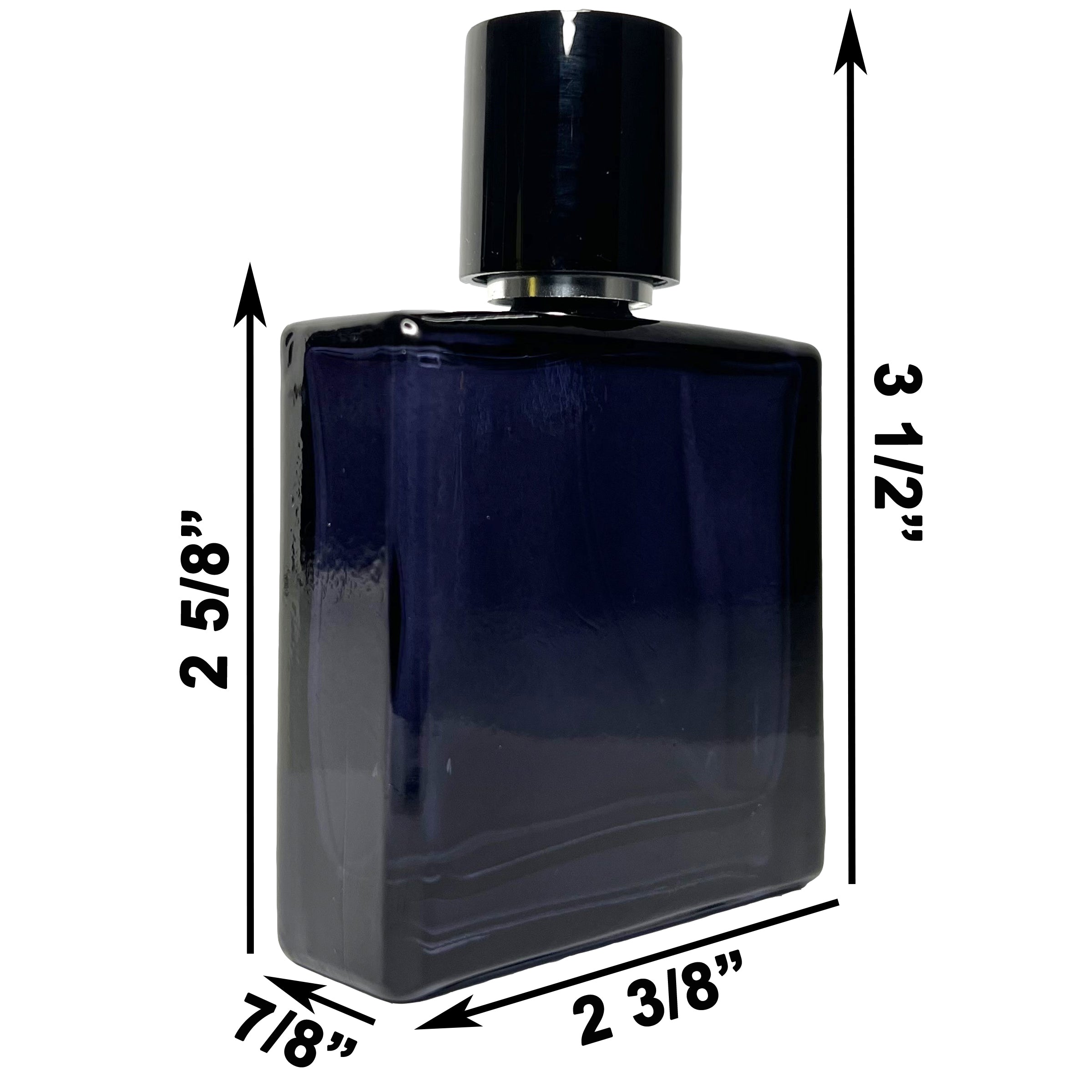 30ml 1oz Dark Blue Perfume Glass Square Spray Bottles Black Cap