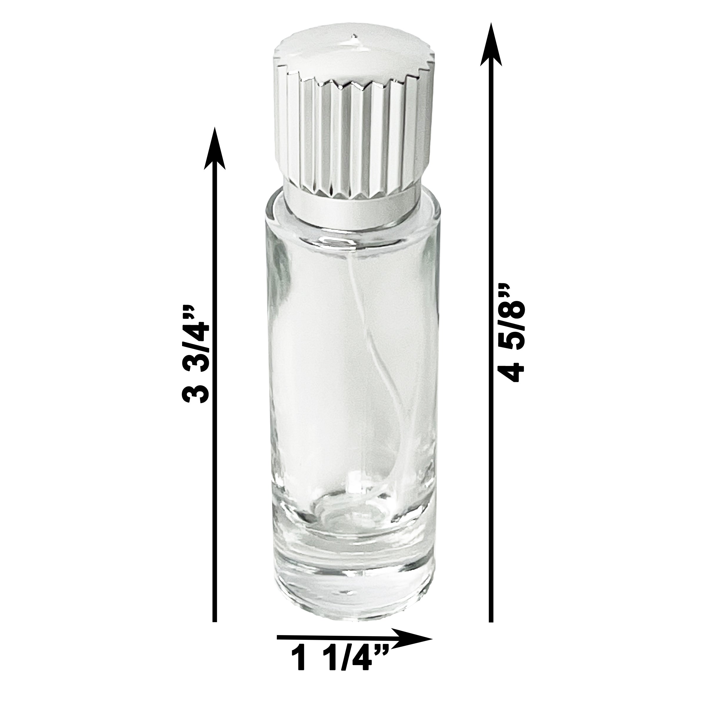 30ml 1oz Perfume Cylinder Glass Spray Bottles Silver Bolt cap