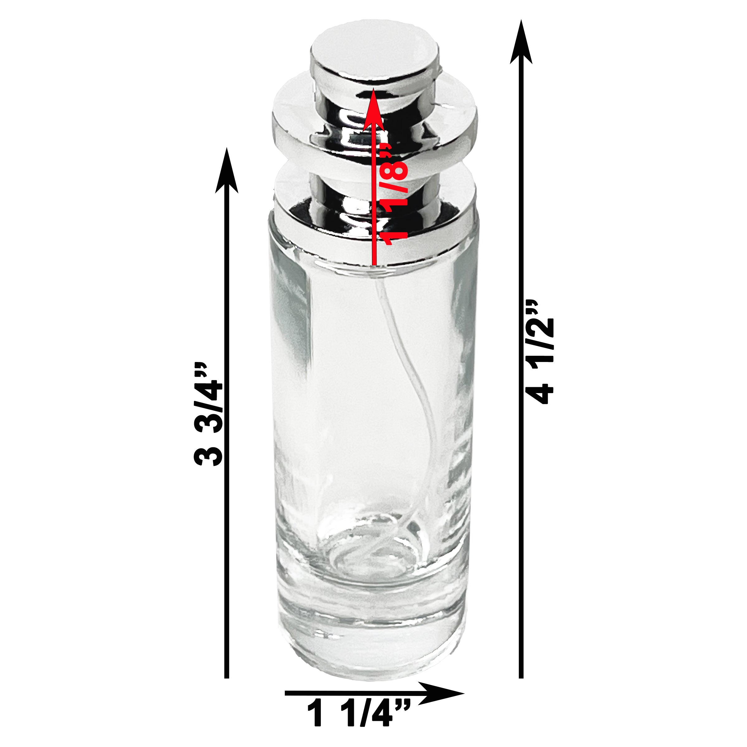 30ml 1oz Perfume Cylinder Glass Spray Bottles Silver Black Tower Cap