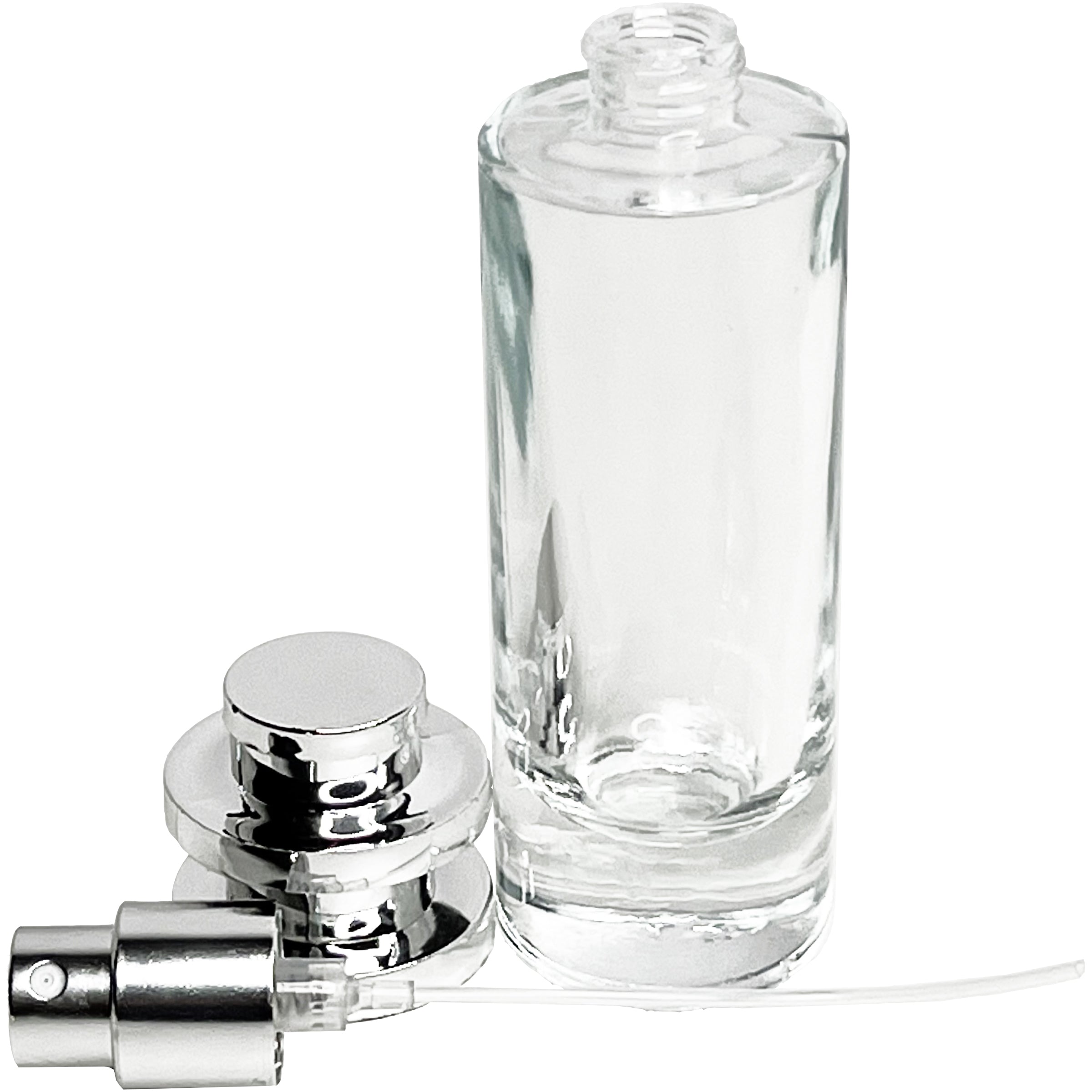 30ml 1oz Perfume Cylinder Glass Spray Bottles Silver Black Tower Cap