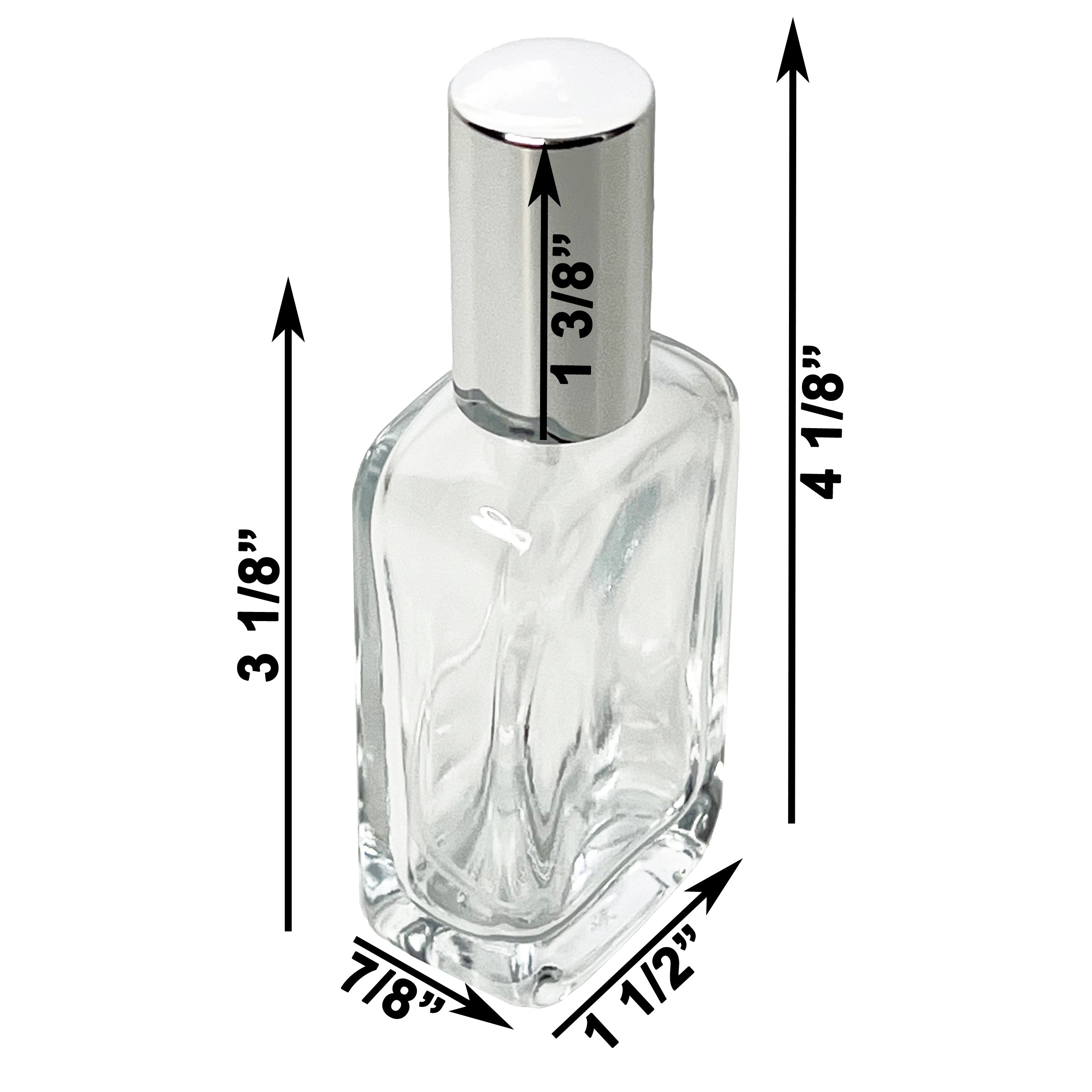 30ml 1oz Perfume Rounded Glass Spray Bottles Silver cap