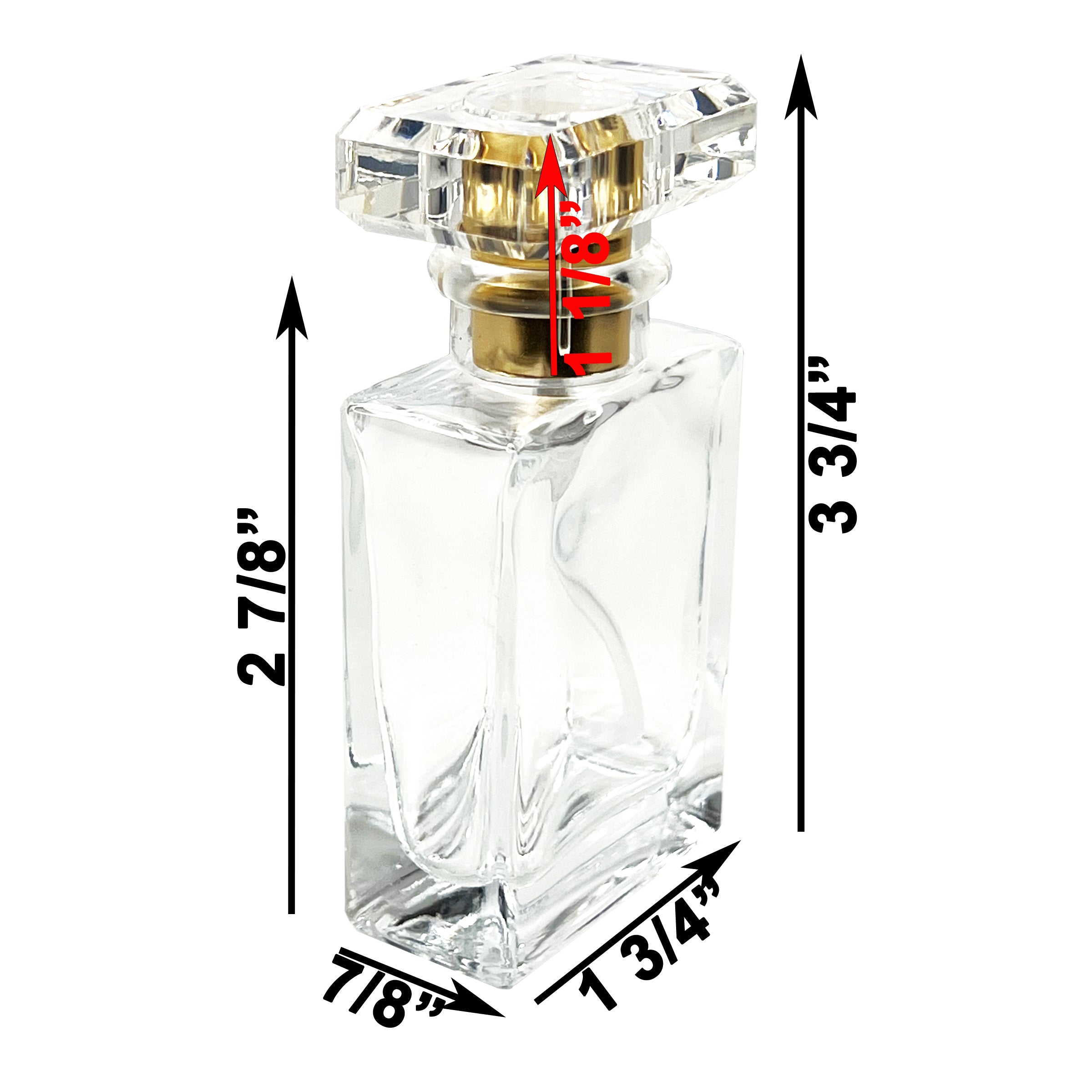 30ml 1oz Perfume Square Glass Spray Bottles Gold Atomizer