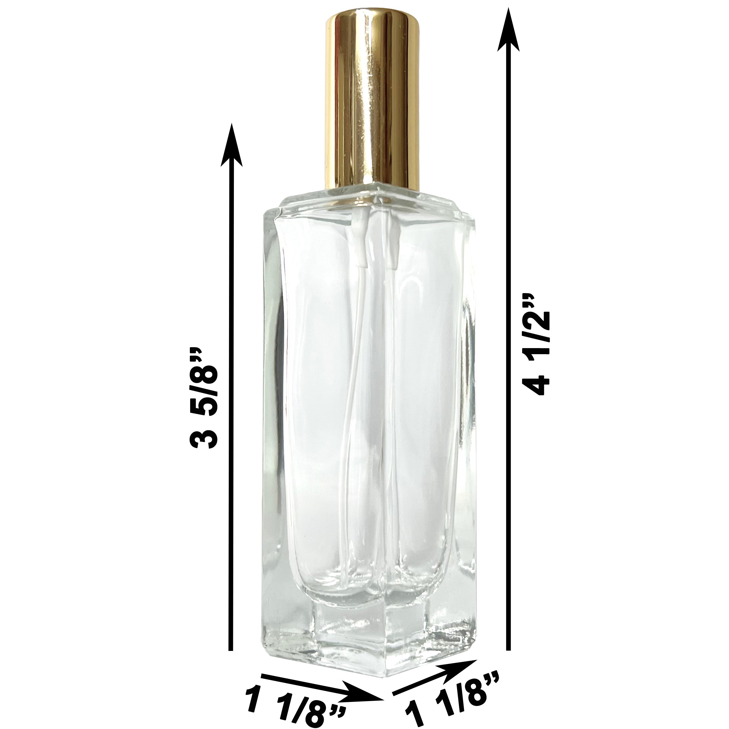 30ml 1oz Perfume Thick Glass Tall Spray Bottles Gold Atomizers