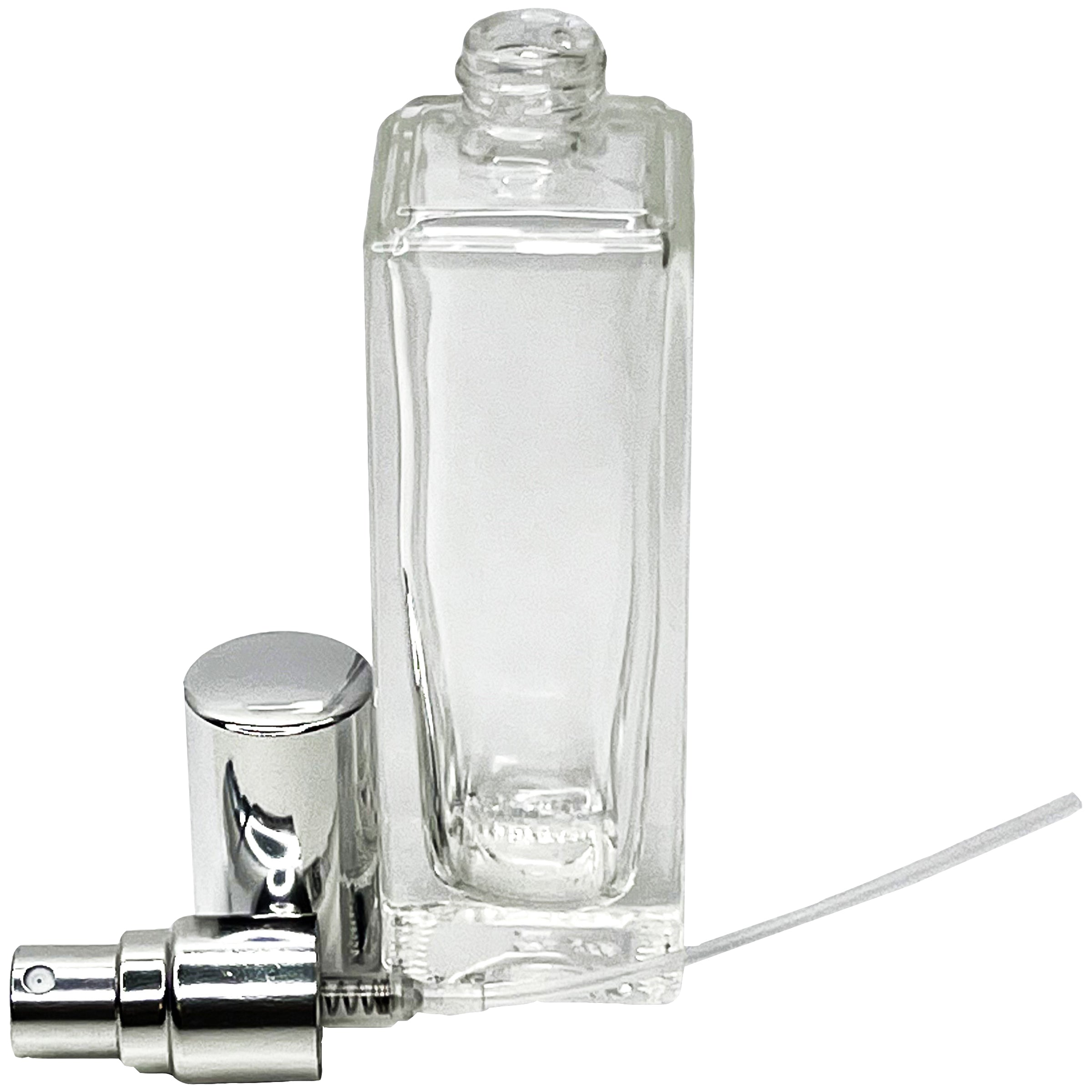 30ml 1oz Perfume Thick Glass Tall Spray Bottles Silver Atomizers