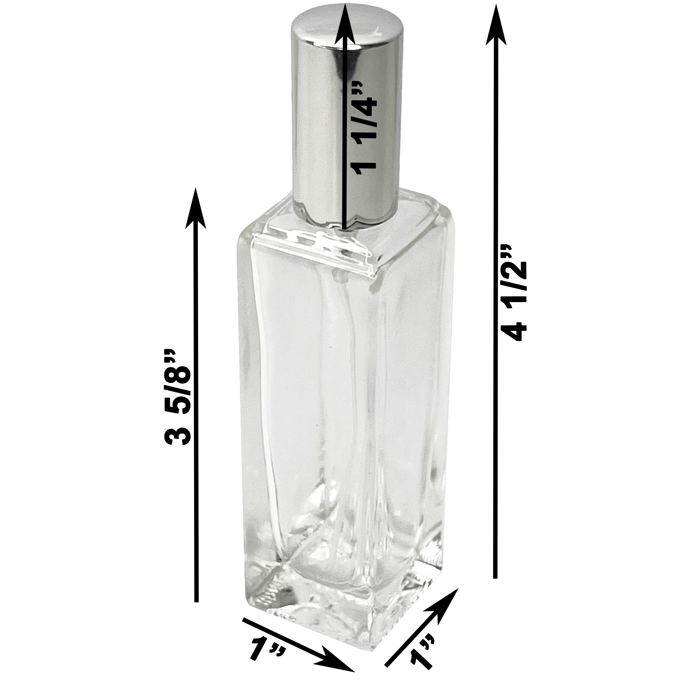 30ml 1oz Perfume Thick Glass Tall Spray Bottles Silver Atomizers