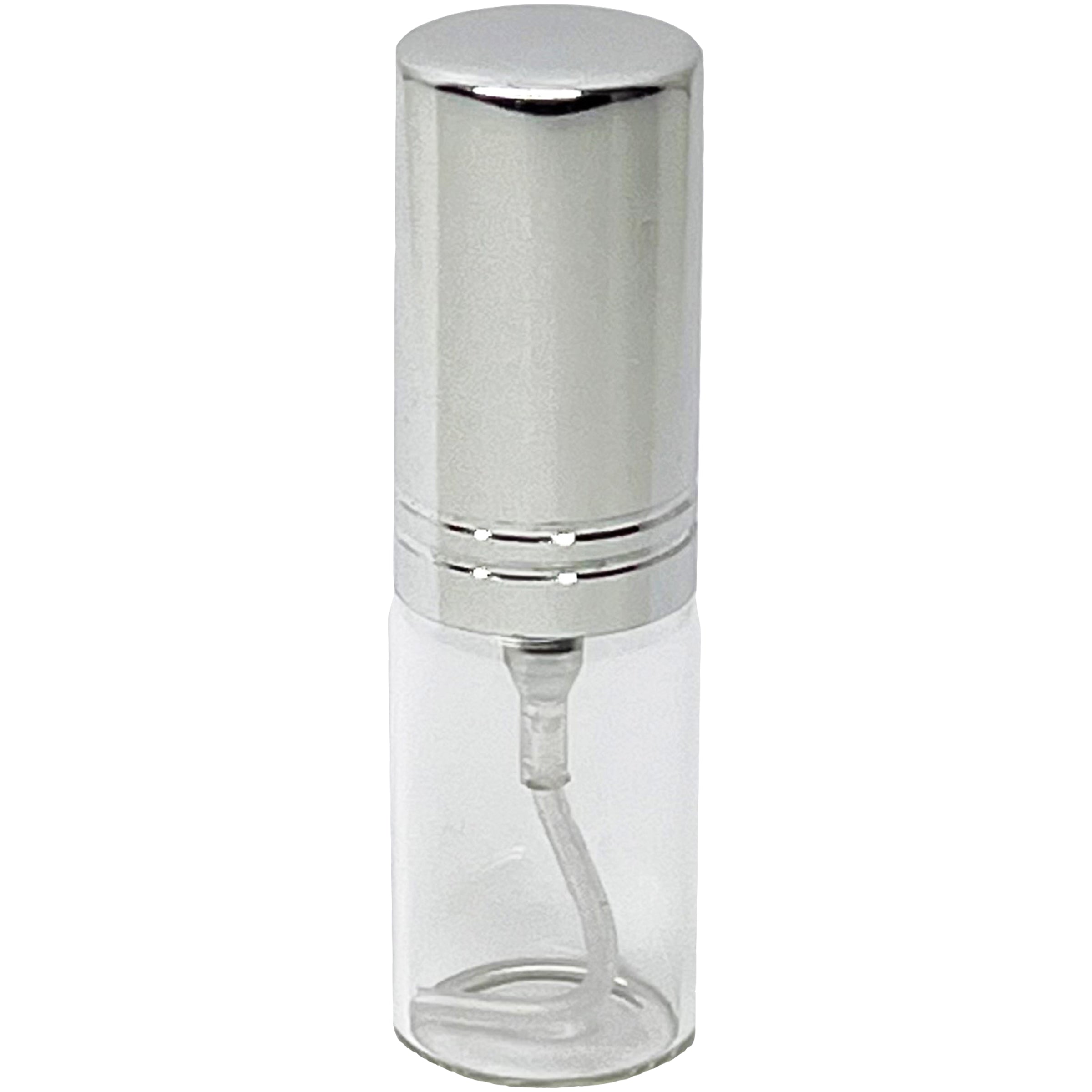 5ml 0.17oz Perfume Glass Spray Bottles Shiny Silver Line Cap