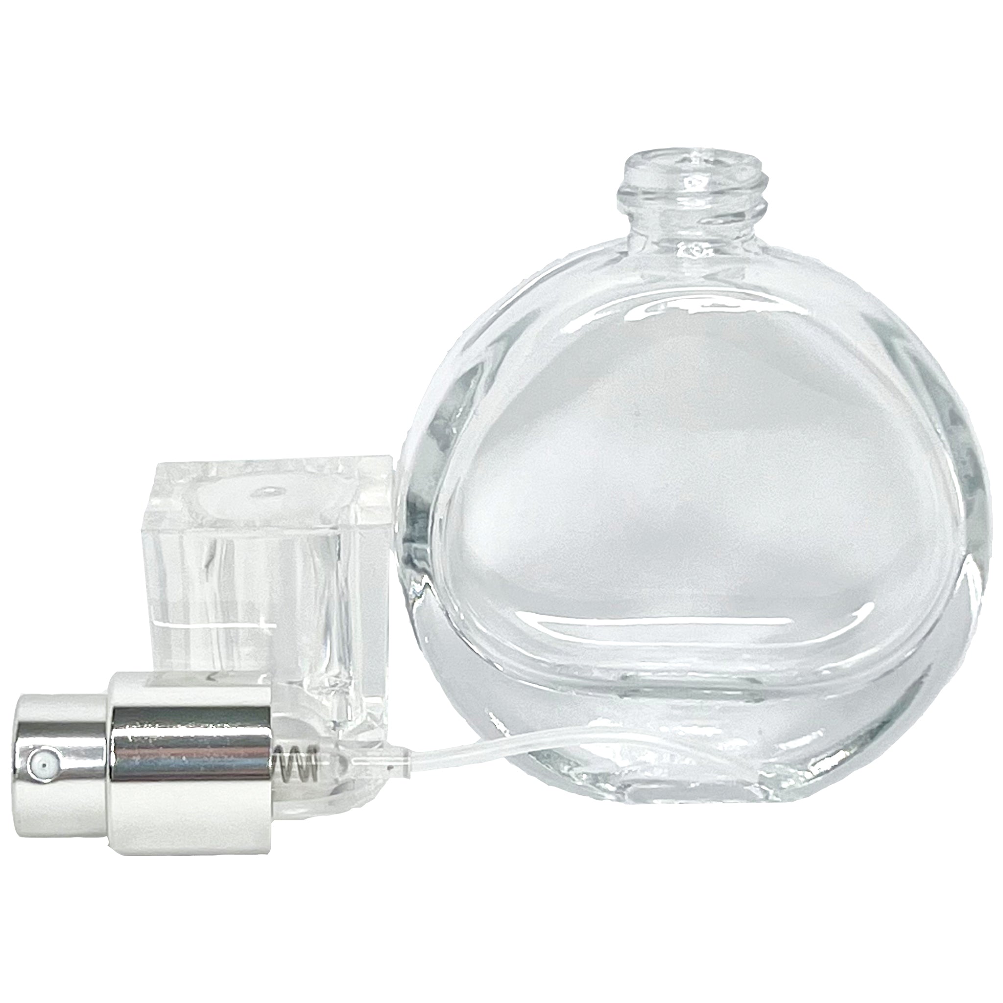 25ml 0.85oz Perfume Thick Glass Round Spray Bottles Silver Atomizers