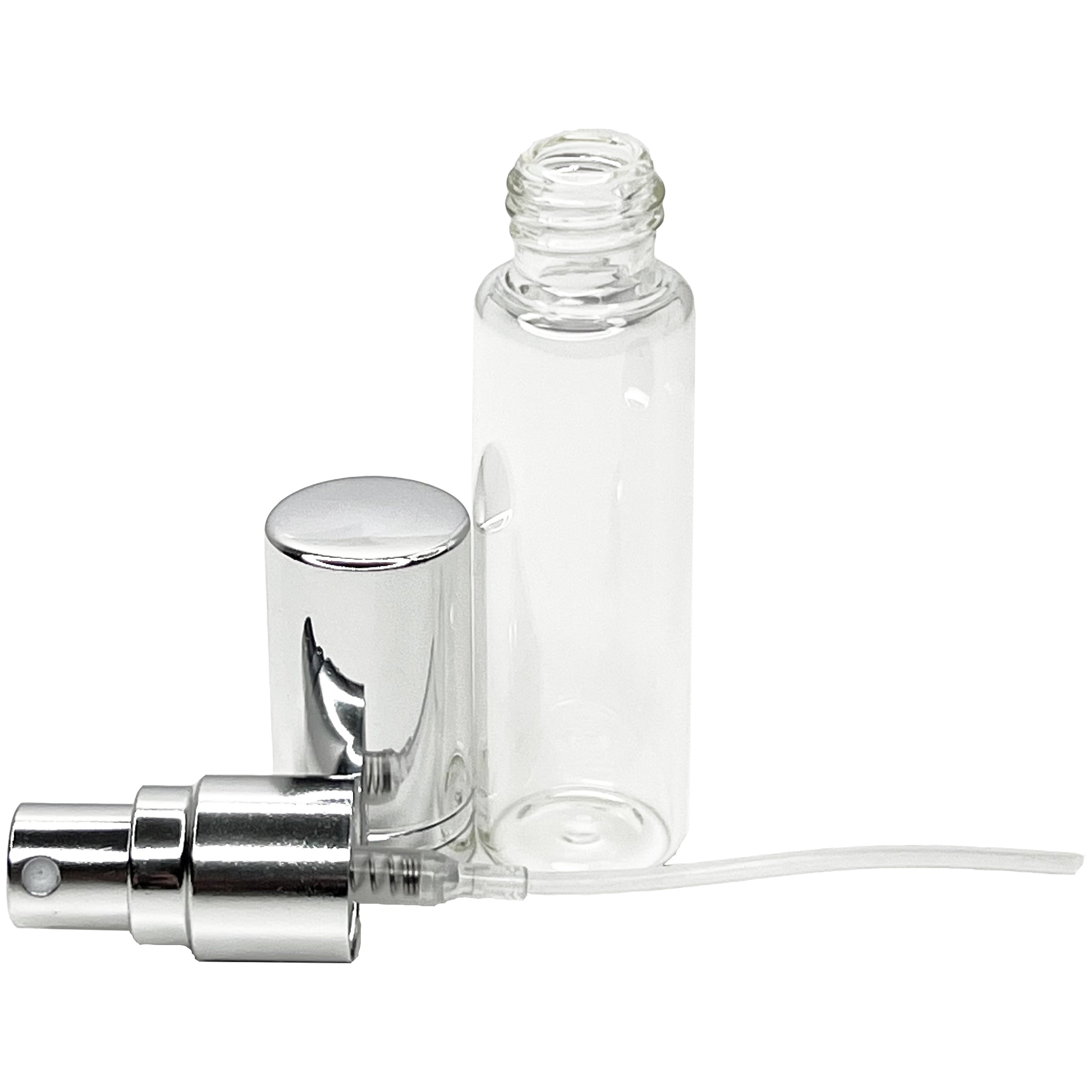 10ml 0.33oz Perfume Glass Spray Bottles Shiny Silver Line cap