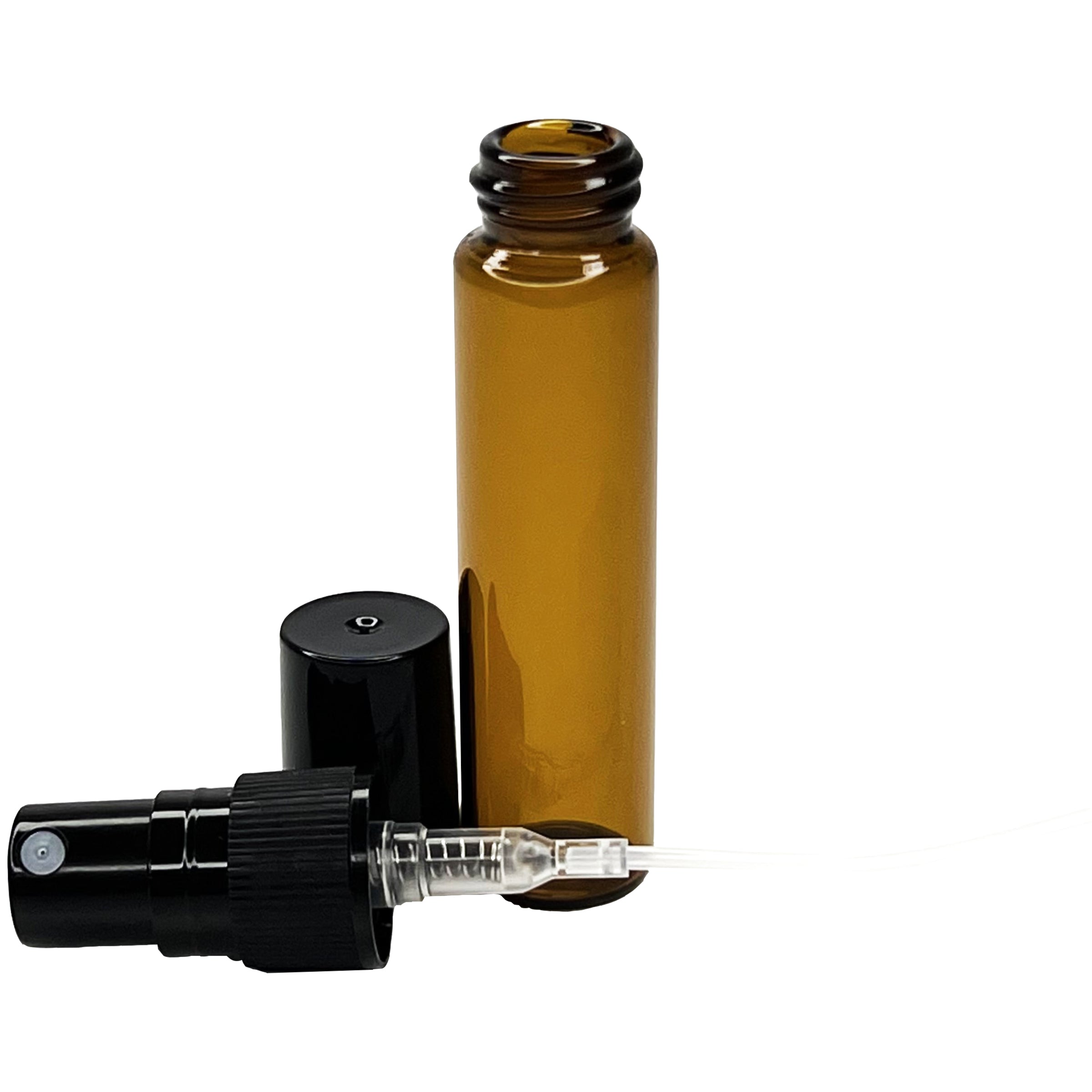 5ml 0.17oz Amber Glass Spray Perfume Bottle Black Atomizer Lid