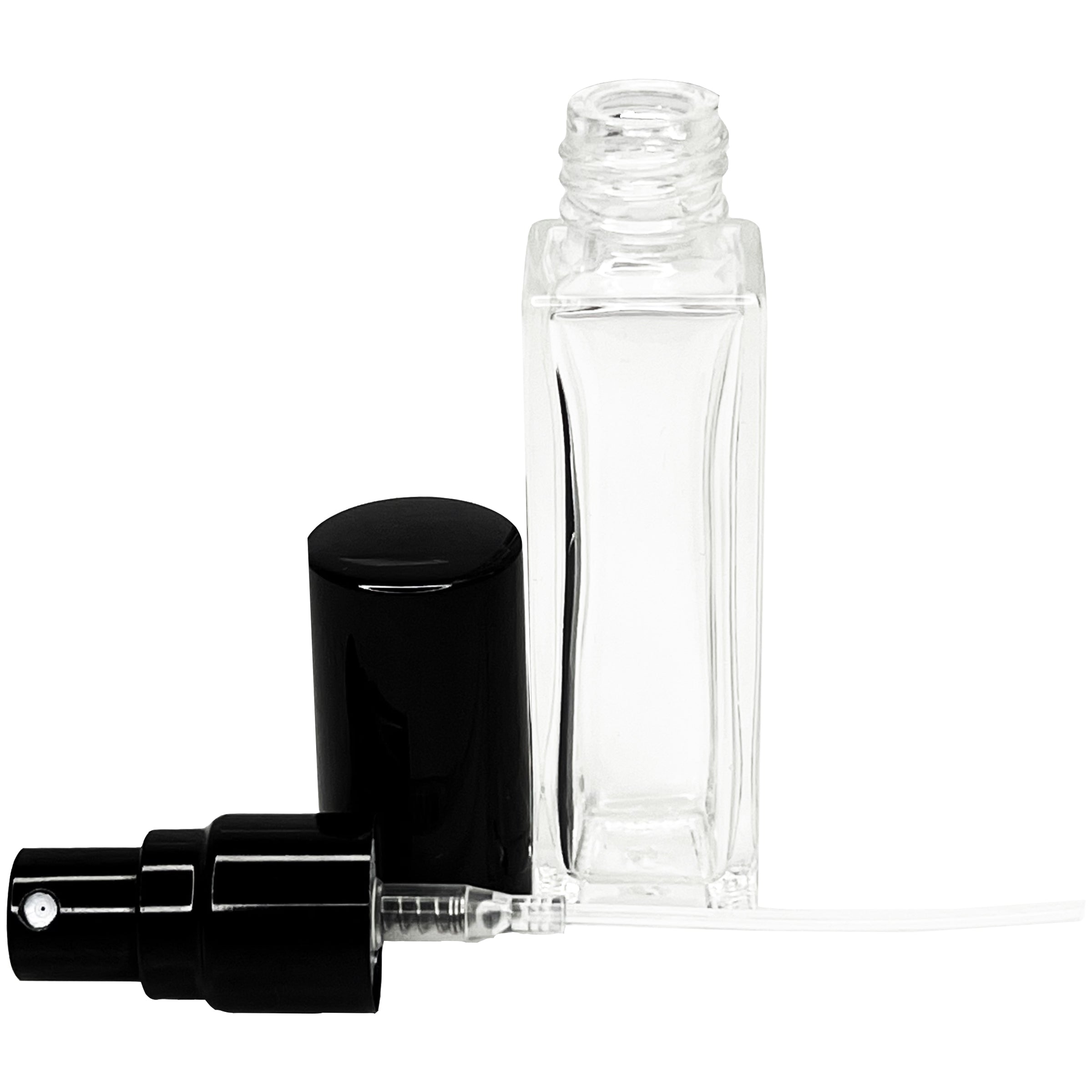 10ml 0.33oz Perfume Thick Glass Tall Spray Bottles Black Atomizers