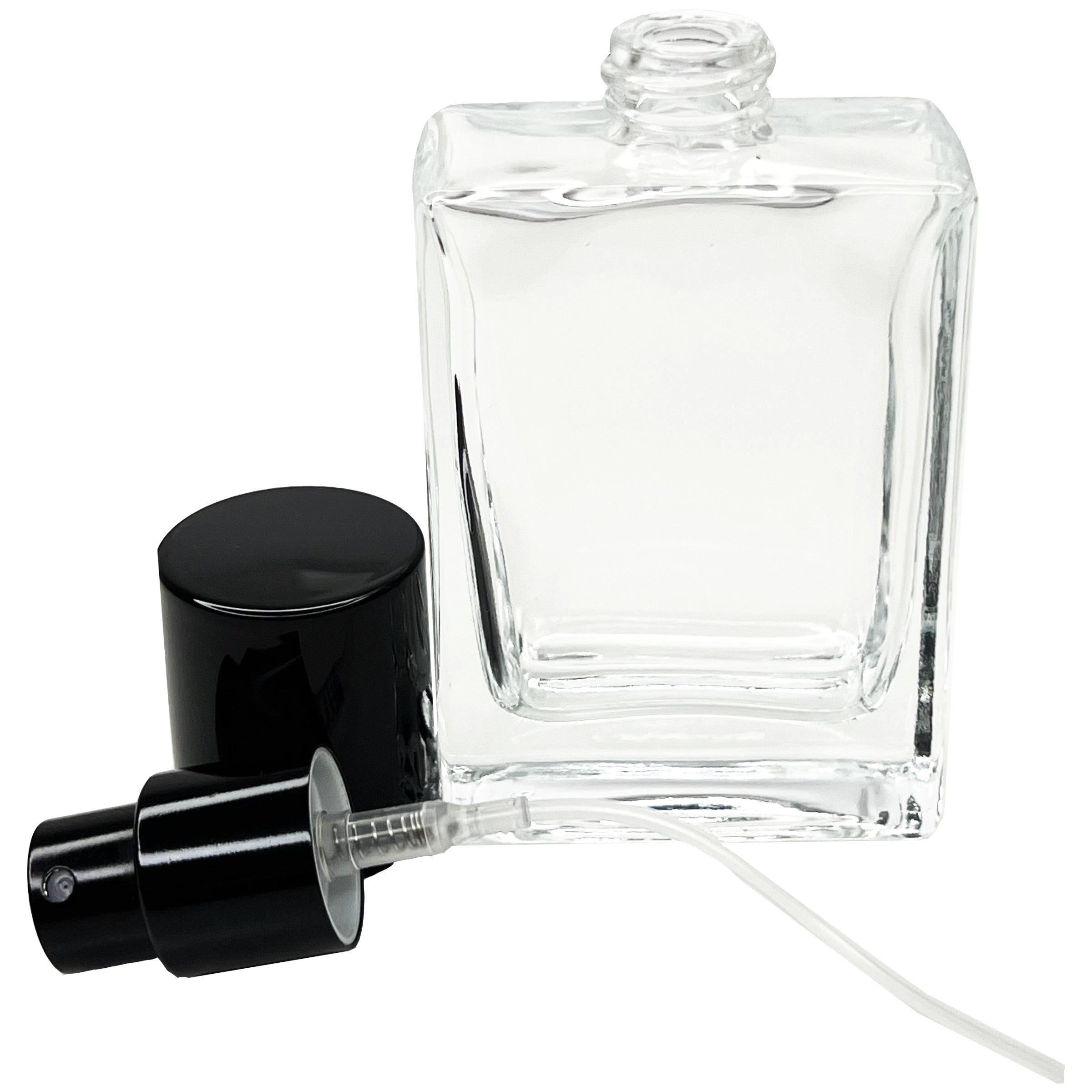 30ml 1oz Perfume Square Glass Spray Bottles Black Atomizer Lid