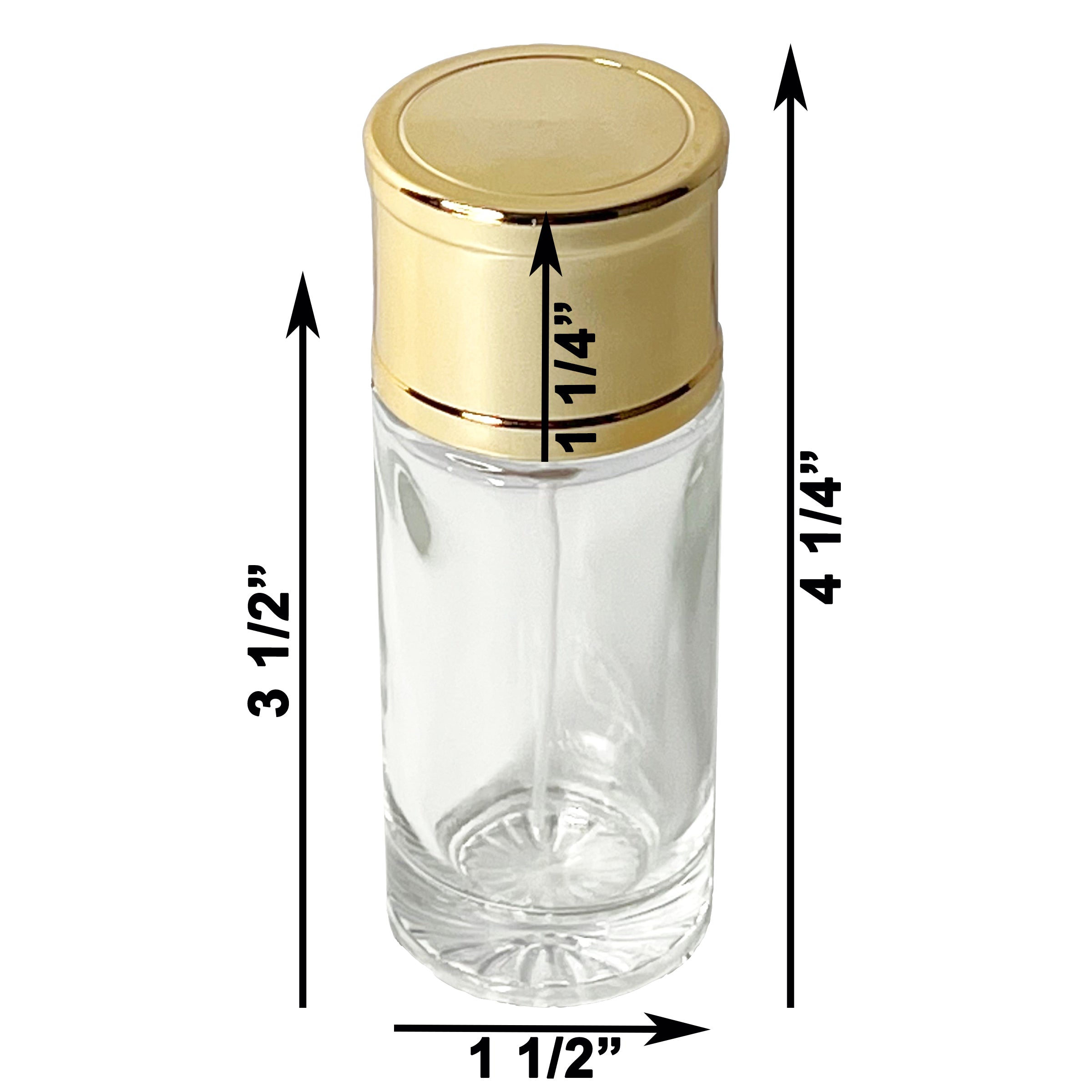 50ml 1.7oz Refillable Cylinder Empty Perfume Bottles Thick Glass Gold