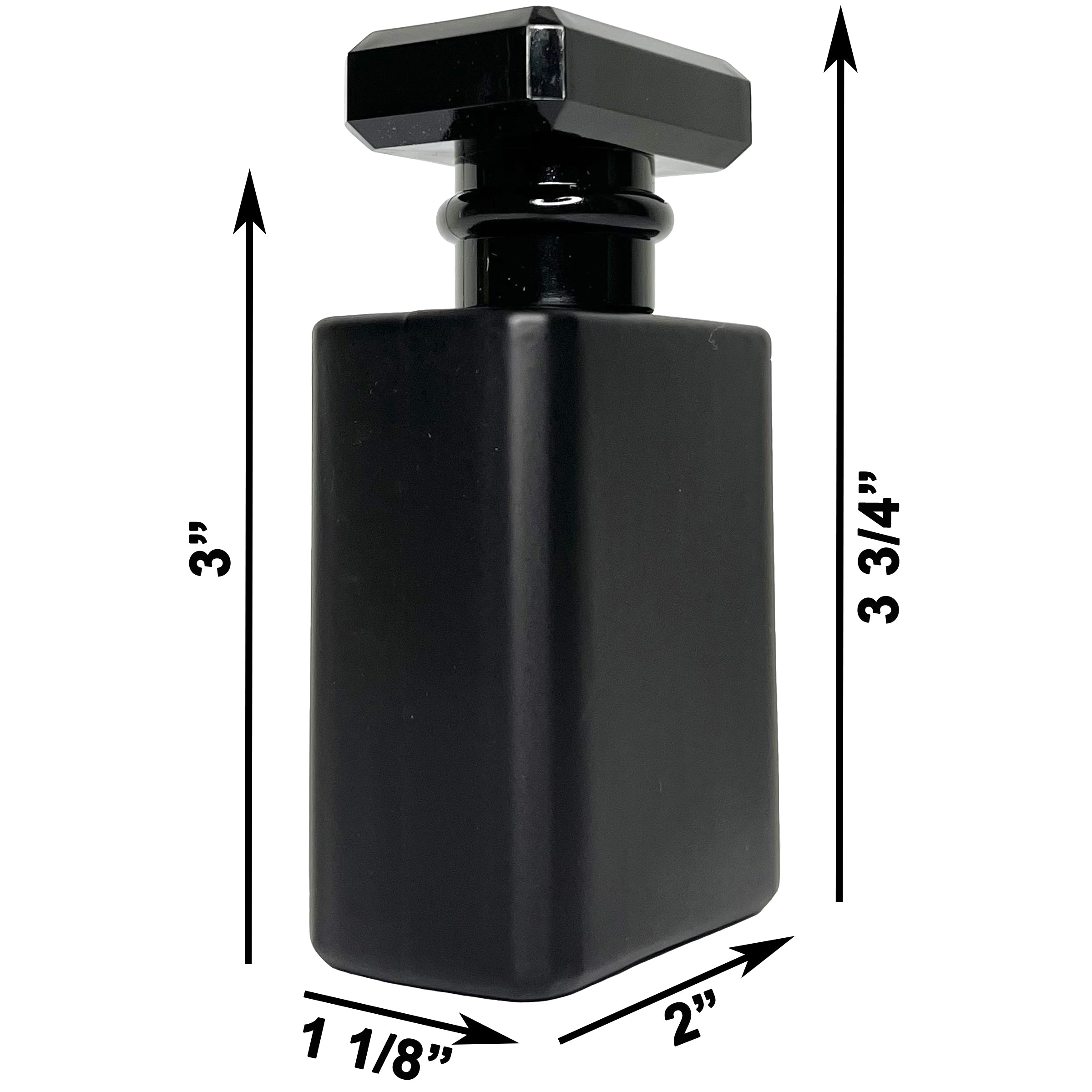 50ml 1.7oz Matte Black Glass Perfume Square Spray Bottle