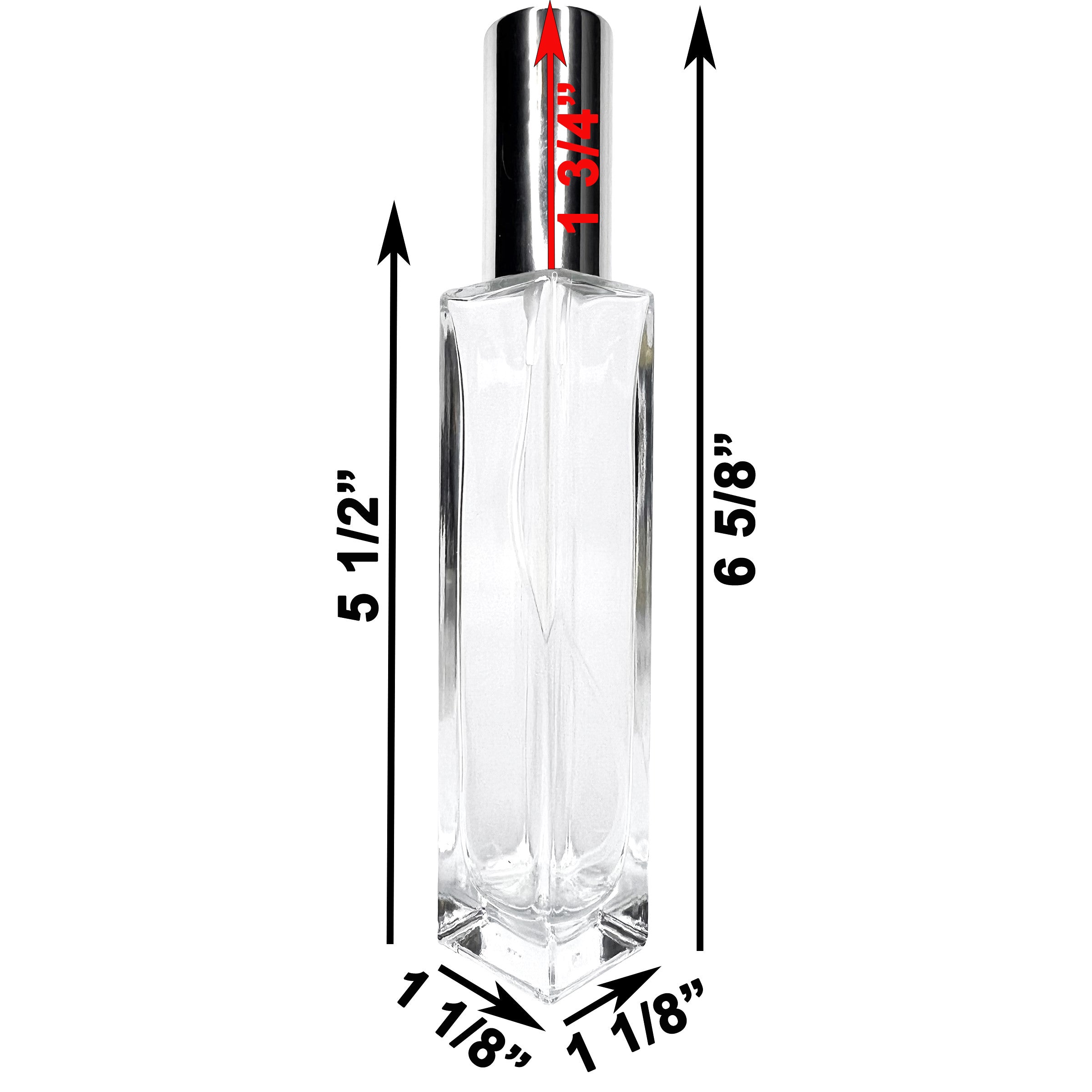 50ml 1.7oz Perfume Thick Glass Tall Spray Bottles Silver Atomizers