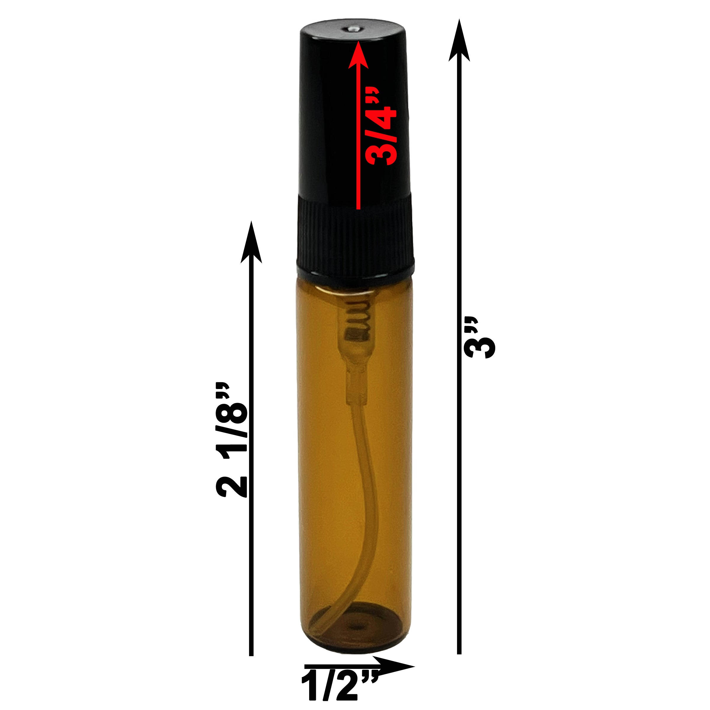5ml 0.17oz Amber Glass Spray Perfume Bottle Black Atomizer Lid