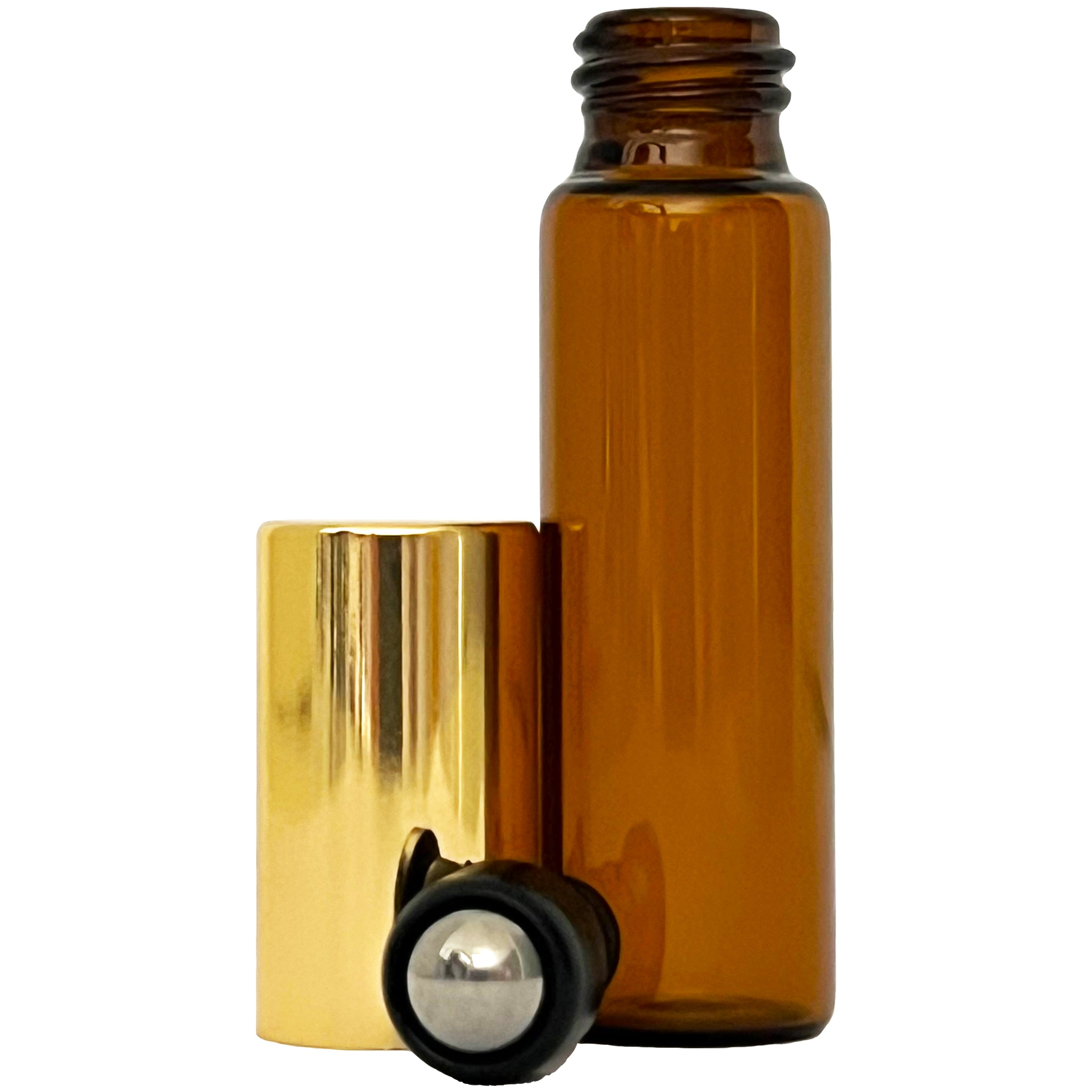 5ml 0.17oz Amber Gold Glass Roll On Roller Ball Bottle Perfume Essential Oils