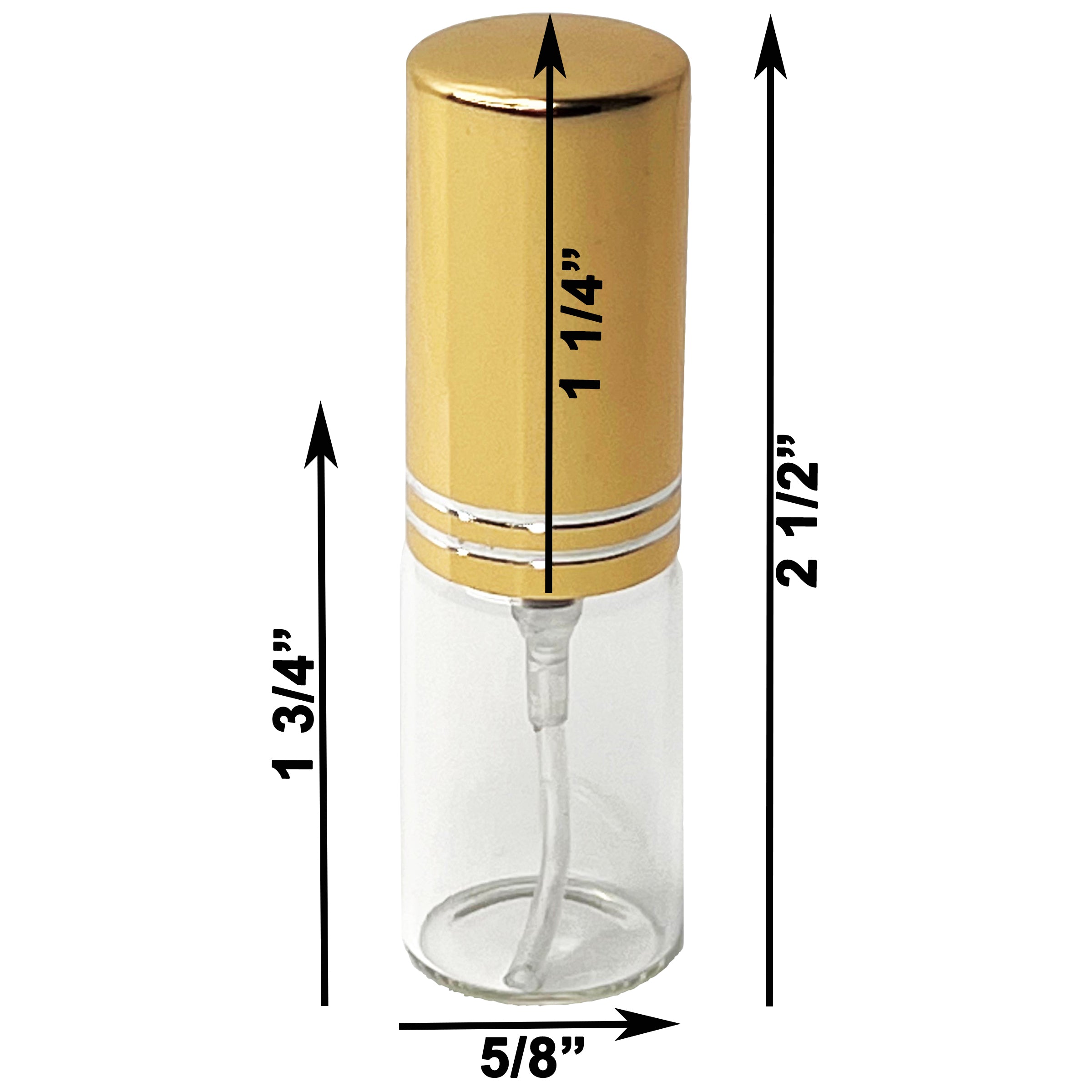 5ml 0.17oz Perfume Glass Spray Bottles Gold Line Cap