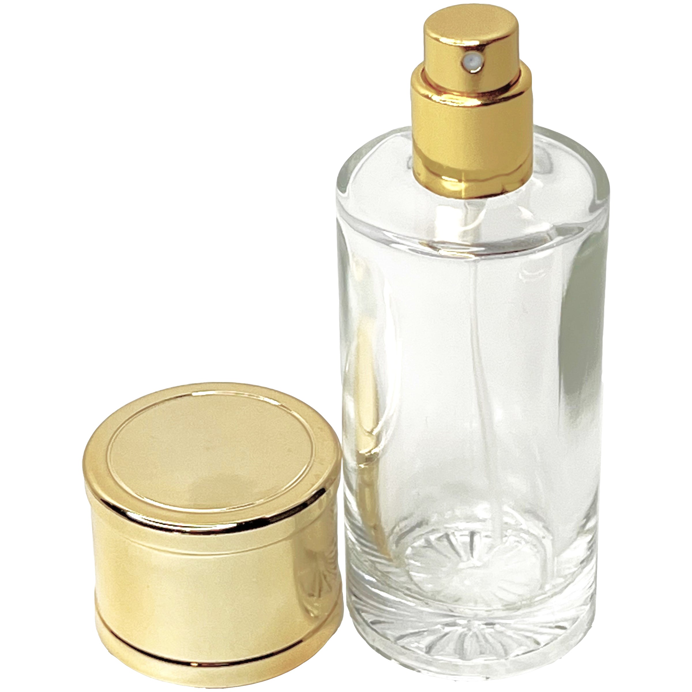 50ml 1.7oz Refillable Cylinder Empty Perfume Bottles Thick Glass Gold