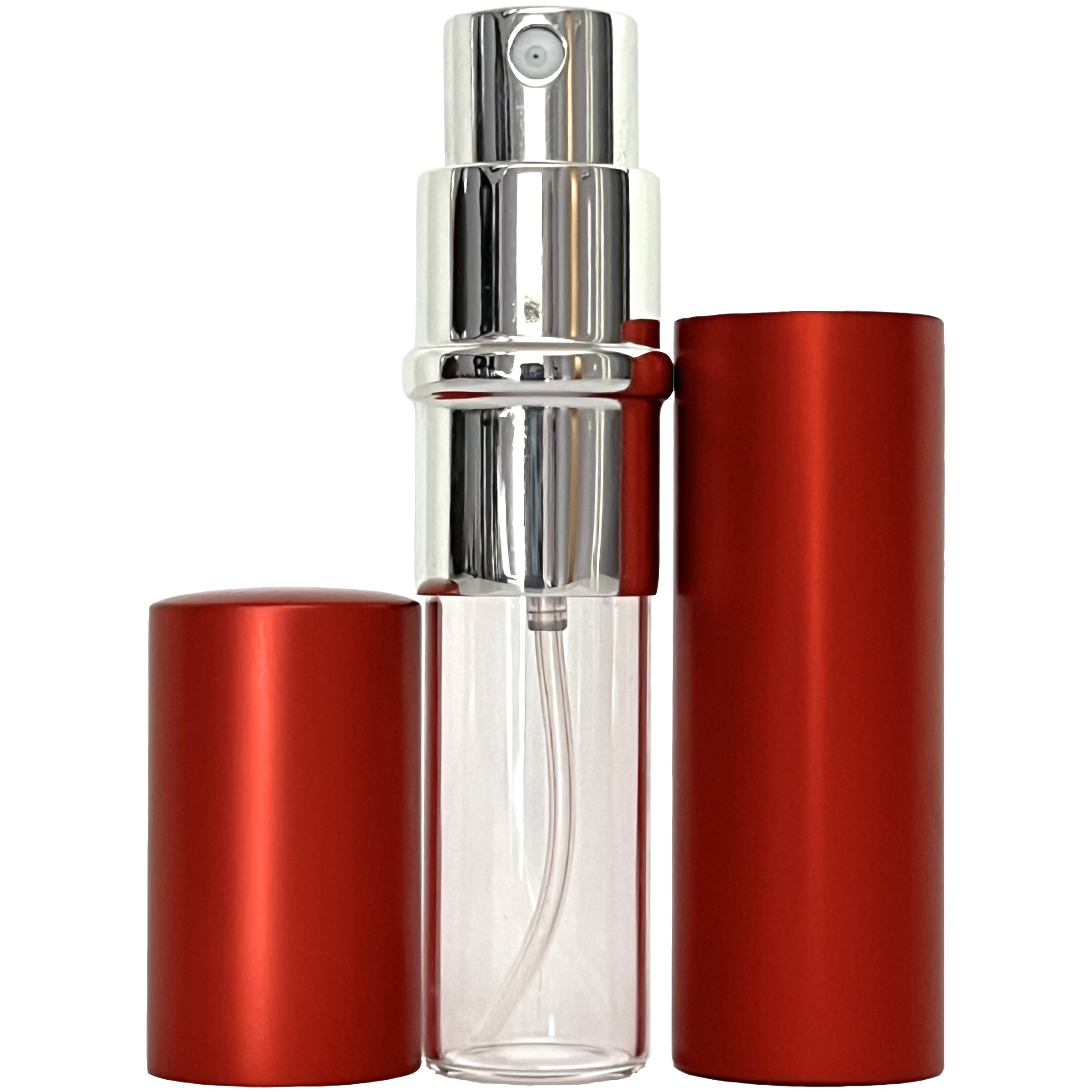 6ml 0.2oz Red Perfume Glass Spray Deluxe Bottles Silver Atomizers