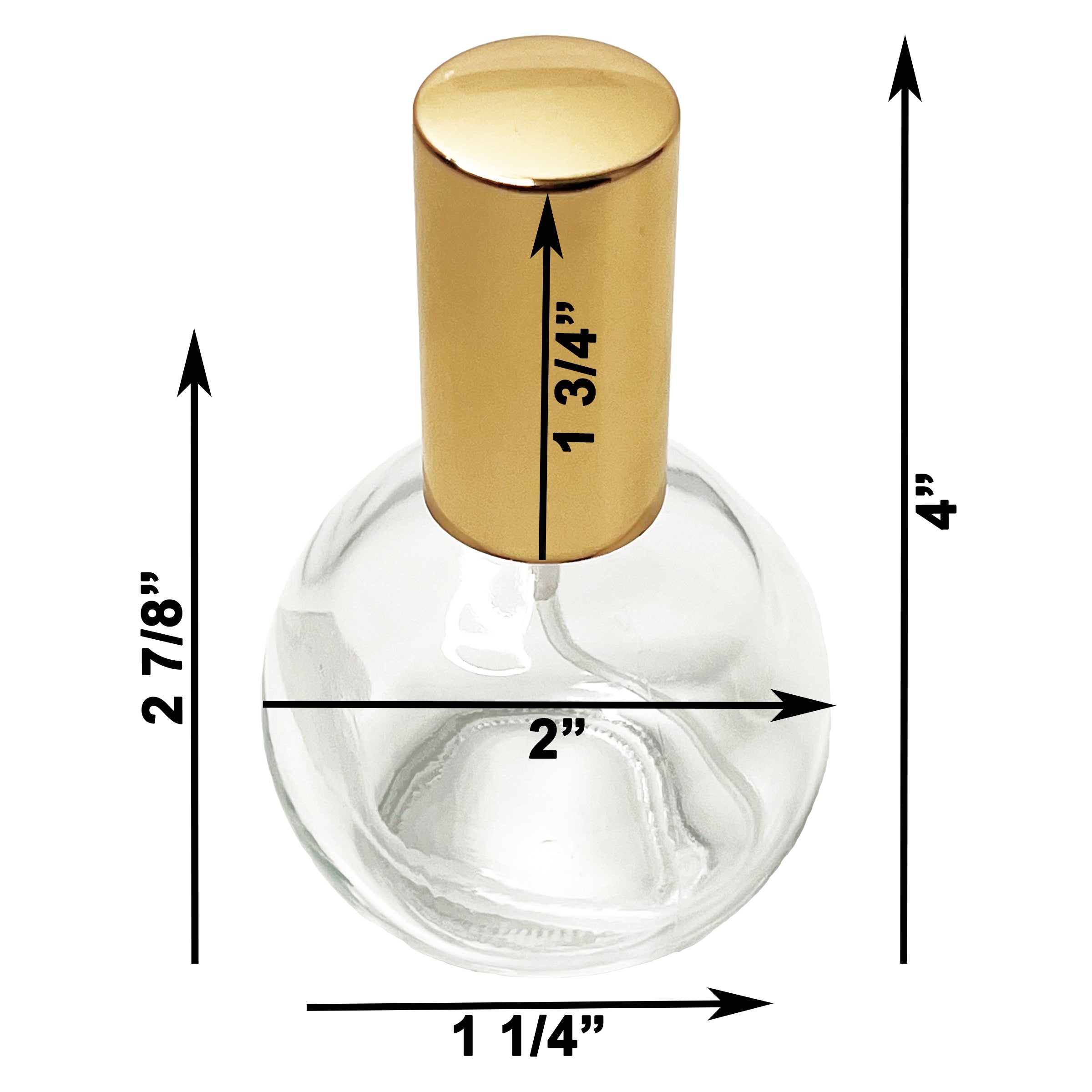 75ml 2.5oz Perfume Sphere Glass Spray Bottles Gold Atomizers