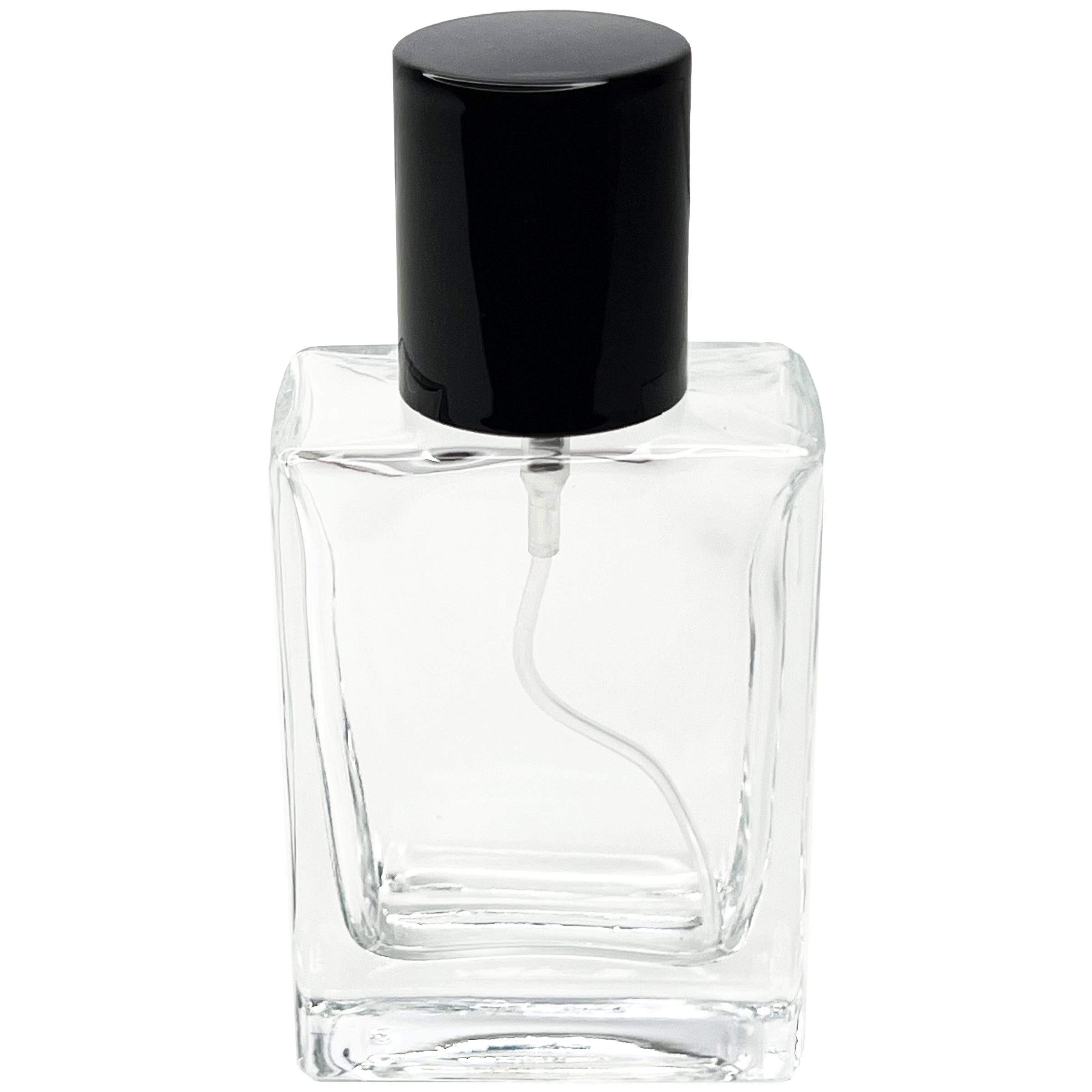 30ml 1oz Perfume Square Glass Spray Bottles Black Atomizer Lid