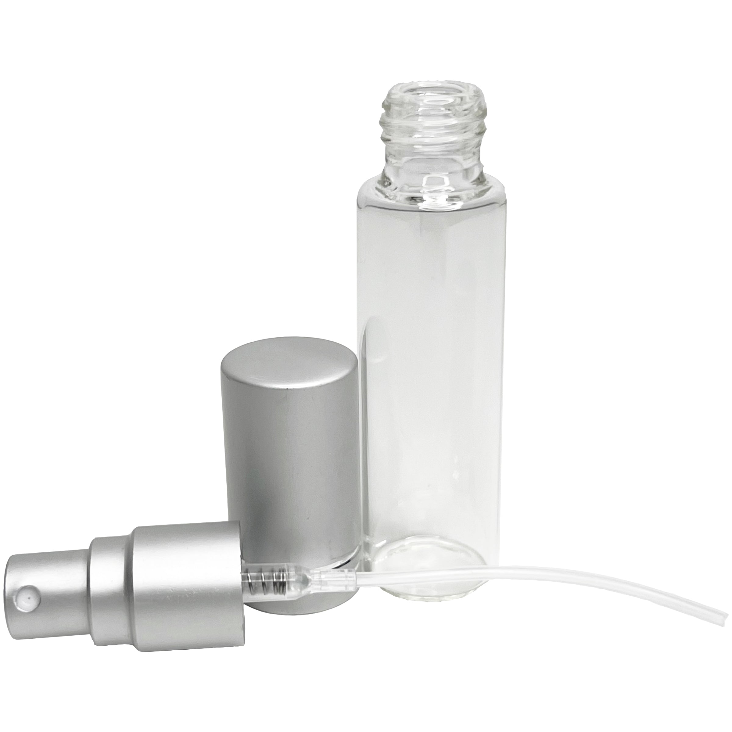 10ml 0.33oz Perfume Glass Spray Bottles Matte Silver Line Cap