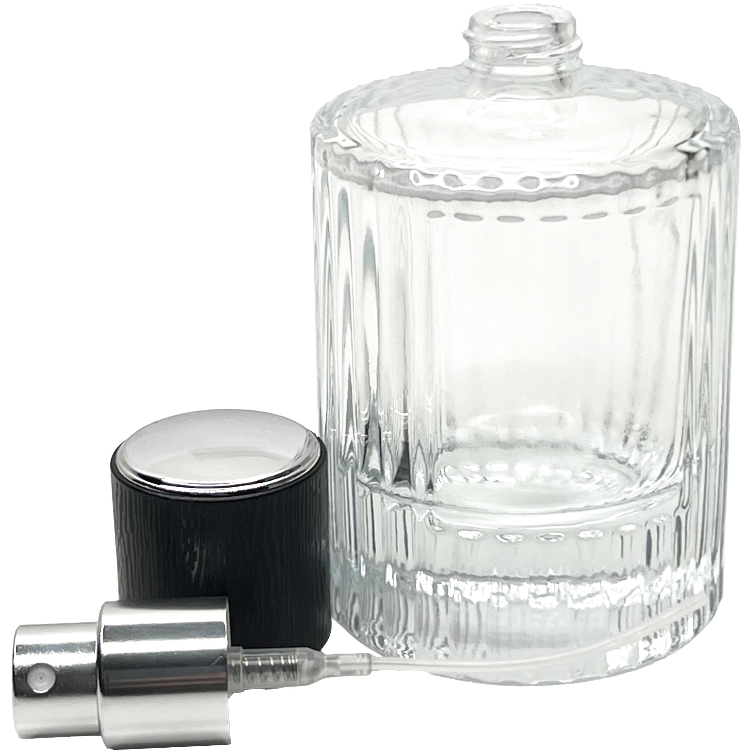 50ml 1.7oz Empty Refillable Thick Glass Perfume Deluxe Black Silver Cap Spray Bottles