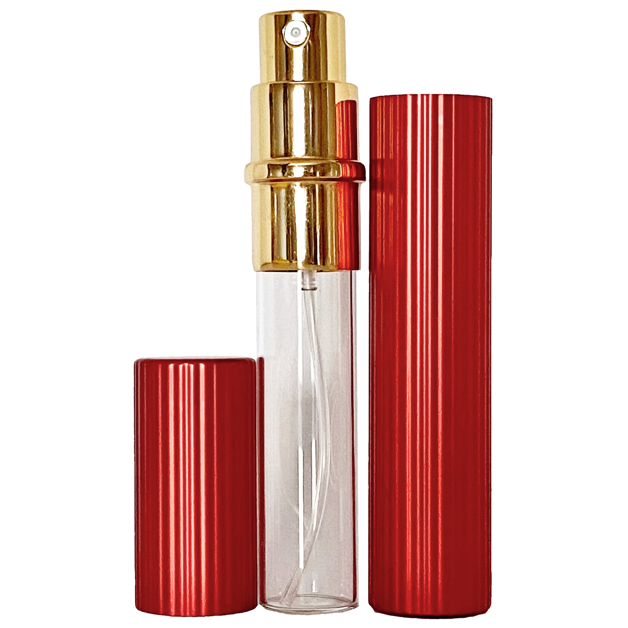 8ml 0.27oz Red Perfume Glass Spray Deluxe Bottles Gold Atomizers