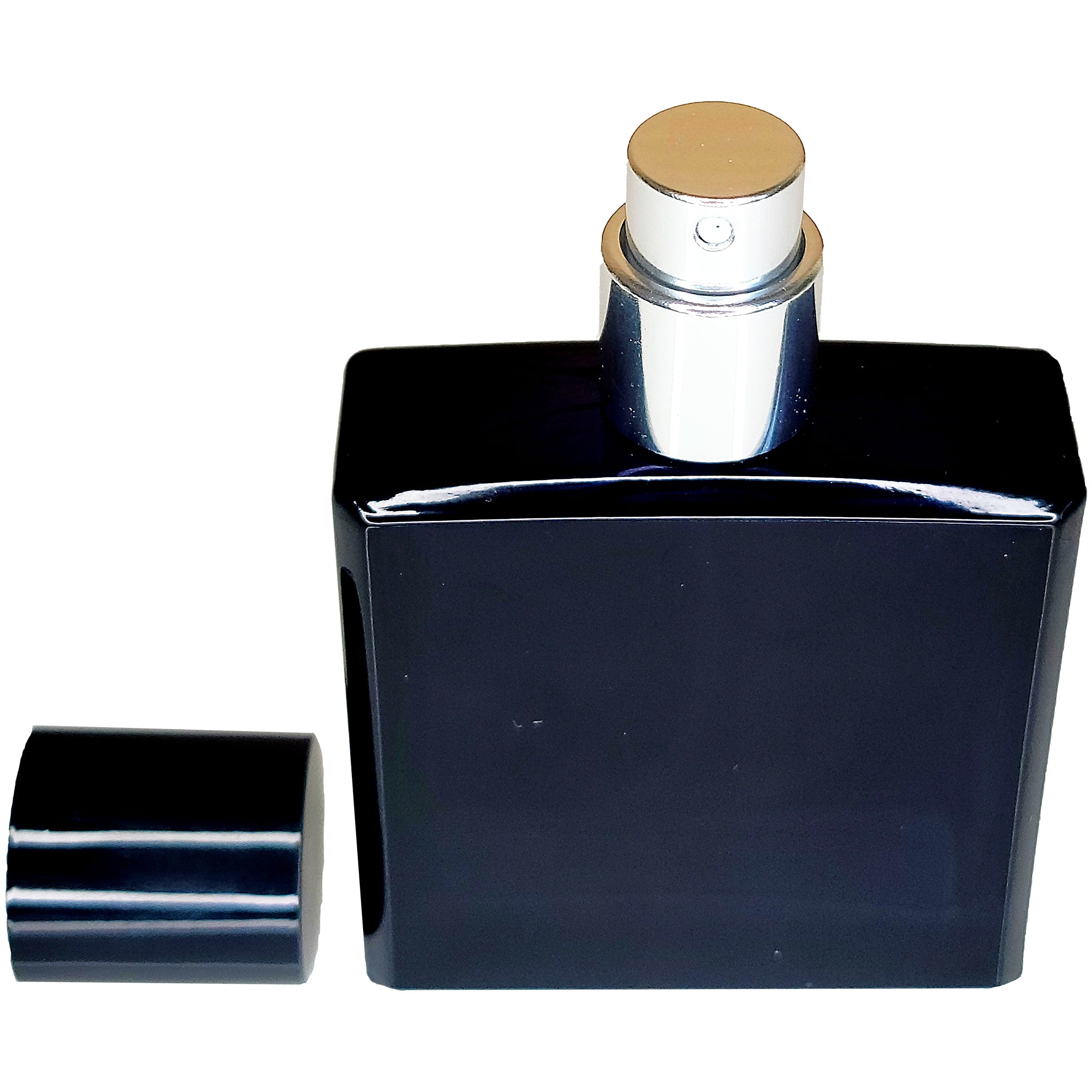 30ml 1oz Dark Blue Perfume Glass Square Spray Bottles Black Cap
