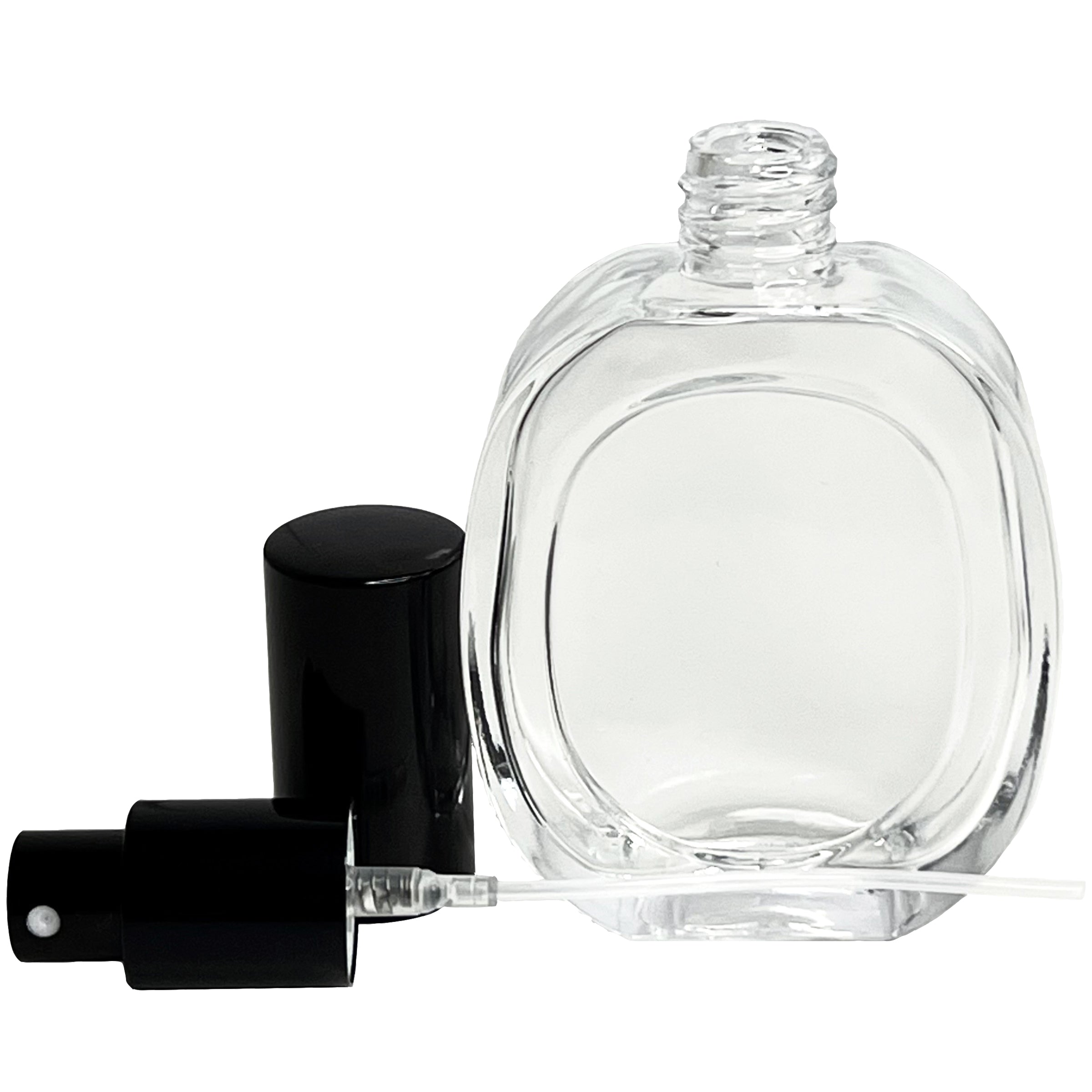 50ml 1.7 oz Empty Glass Perfume Oval Spray Bottles Black Metal Atomizer Refillable