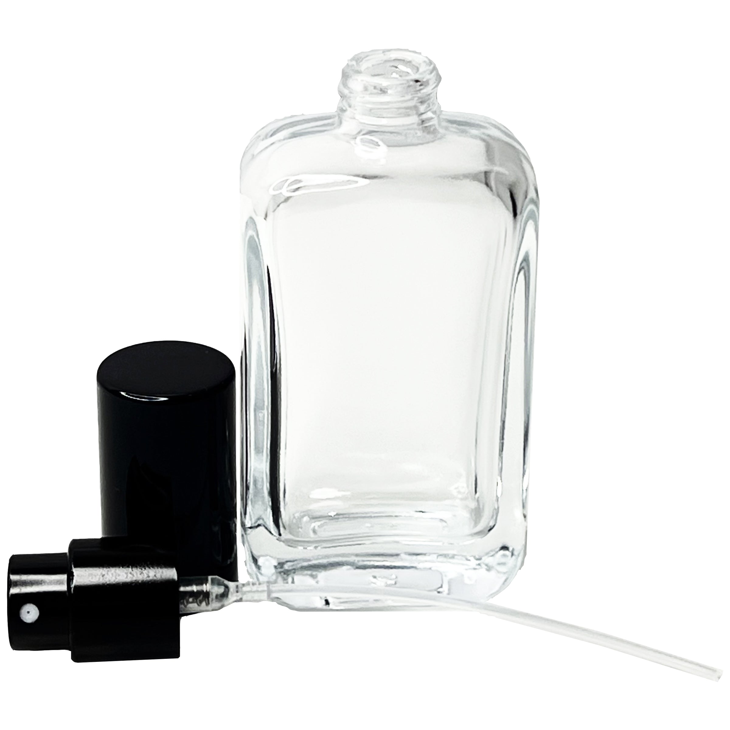Empty 100ml 3.4oz Square Clear Glass Bottle No Lid Perfume 