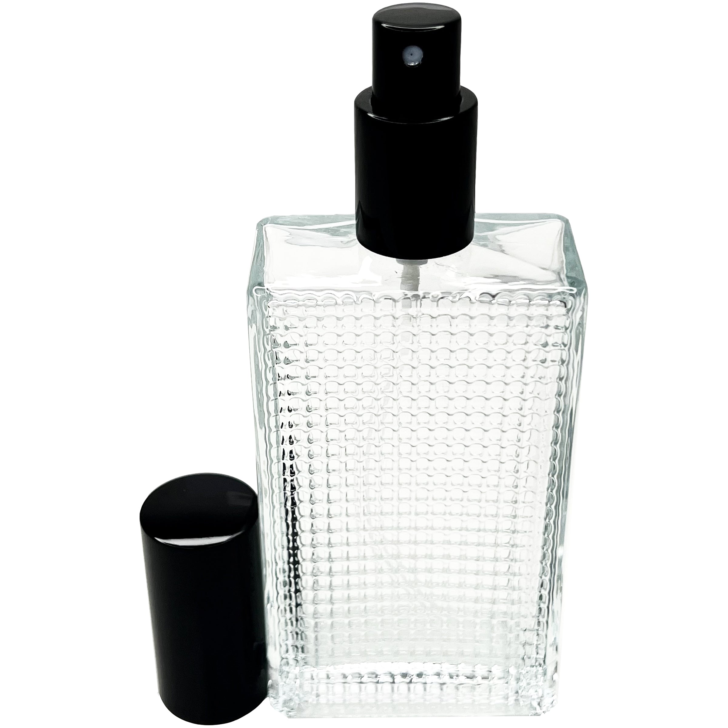 100ml 3.3oz Perfume Front Grid Glass Spray Bottles Black Atomizers