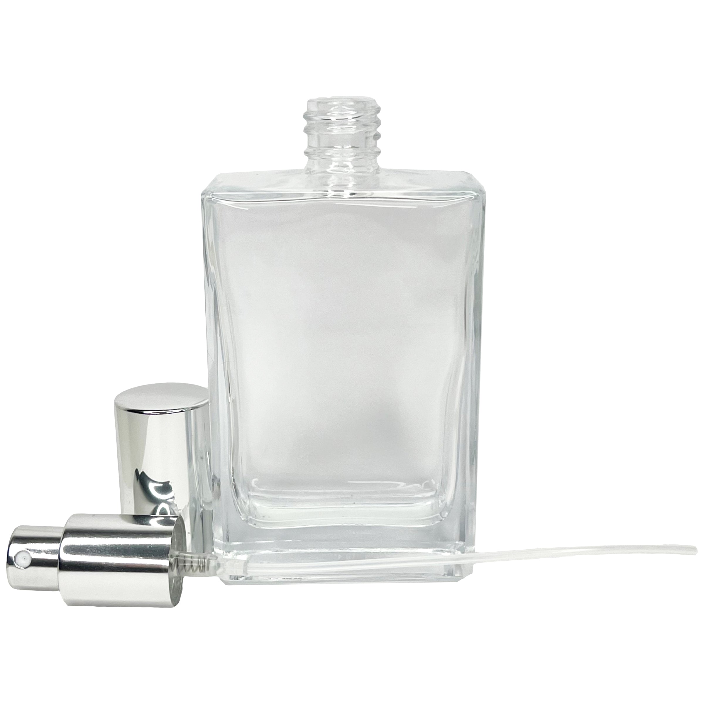 120ml 4oz Perfume Thick Glass Square Spray Bottles Silver Atomizers