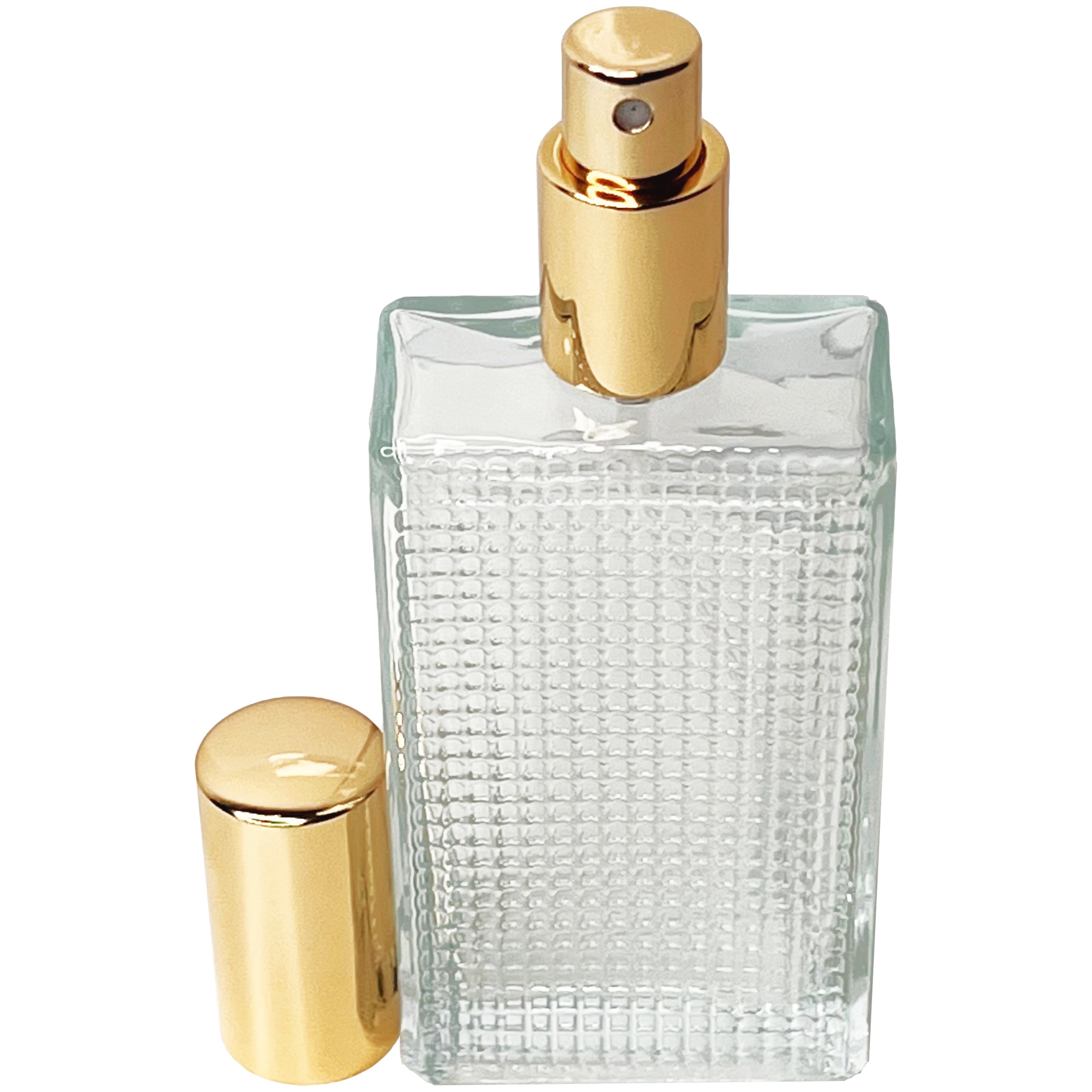 100ml 3.3oz Perfume Front Grid Glass Spray Bottles Gold Atomizers