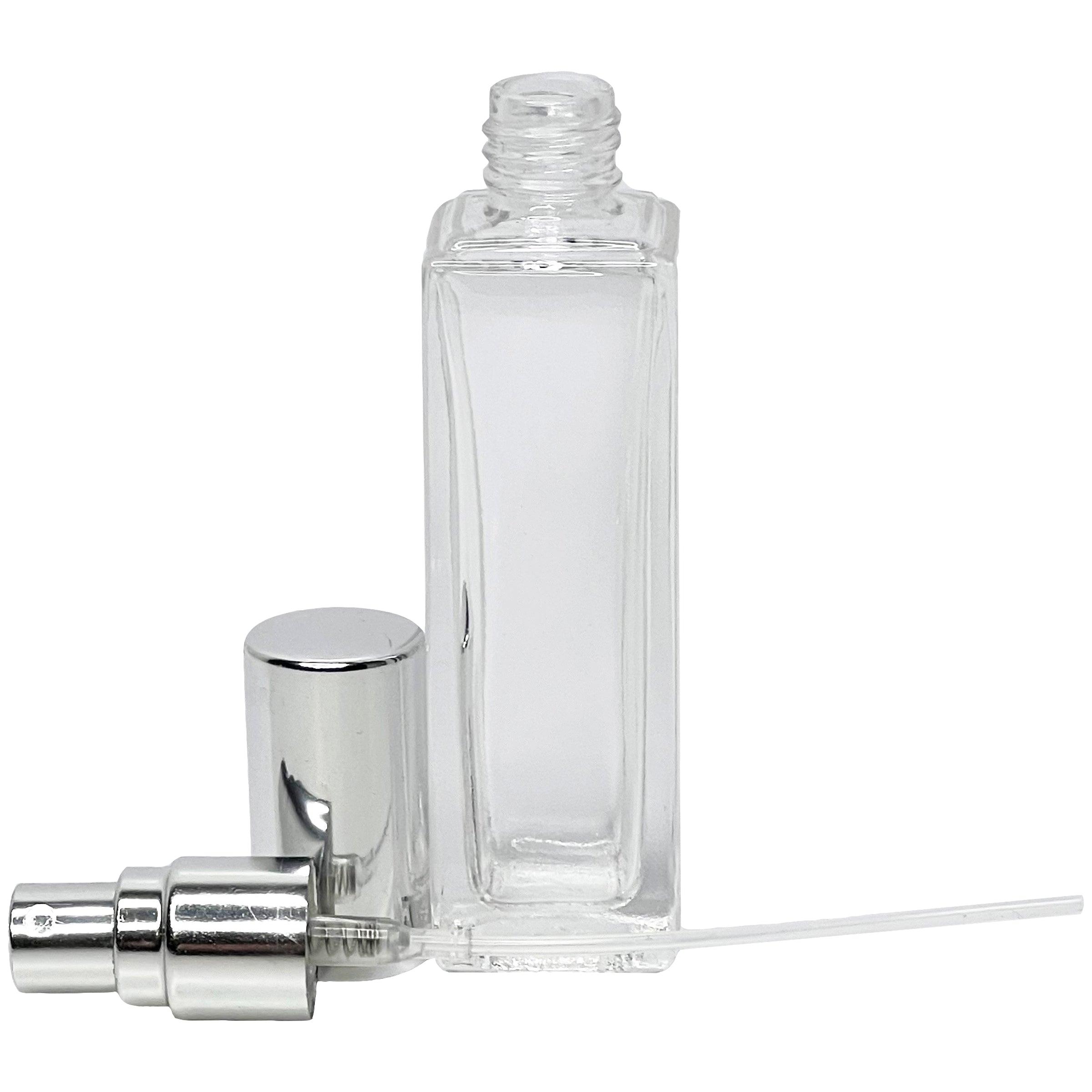 20ml 0.67oz Perfume Thick Glass Tall Spray Bottles Silver Atomizers