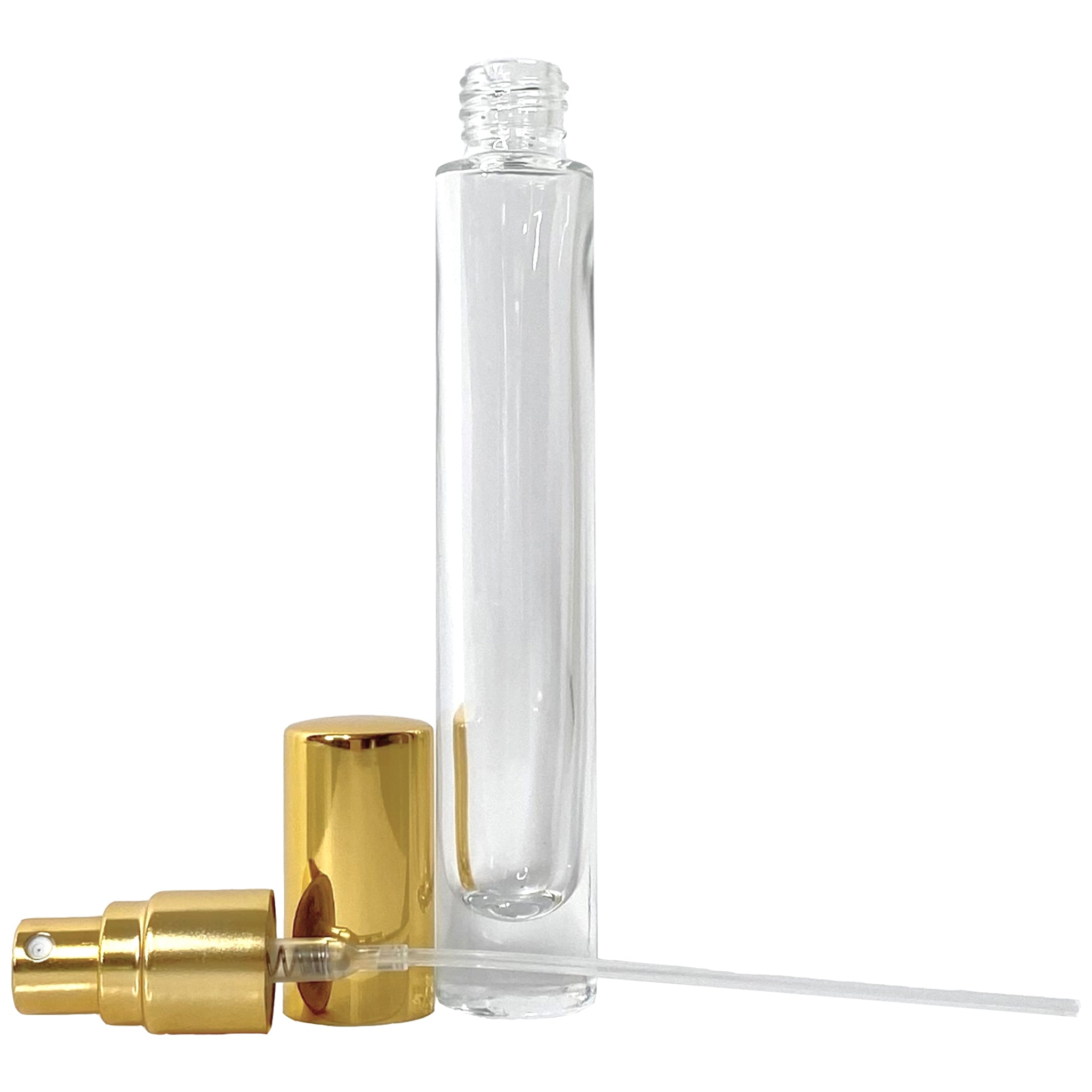 10ml 0.33oz Perfume Cylinder Thick Glass Spray Bottle Gold Atomizer