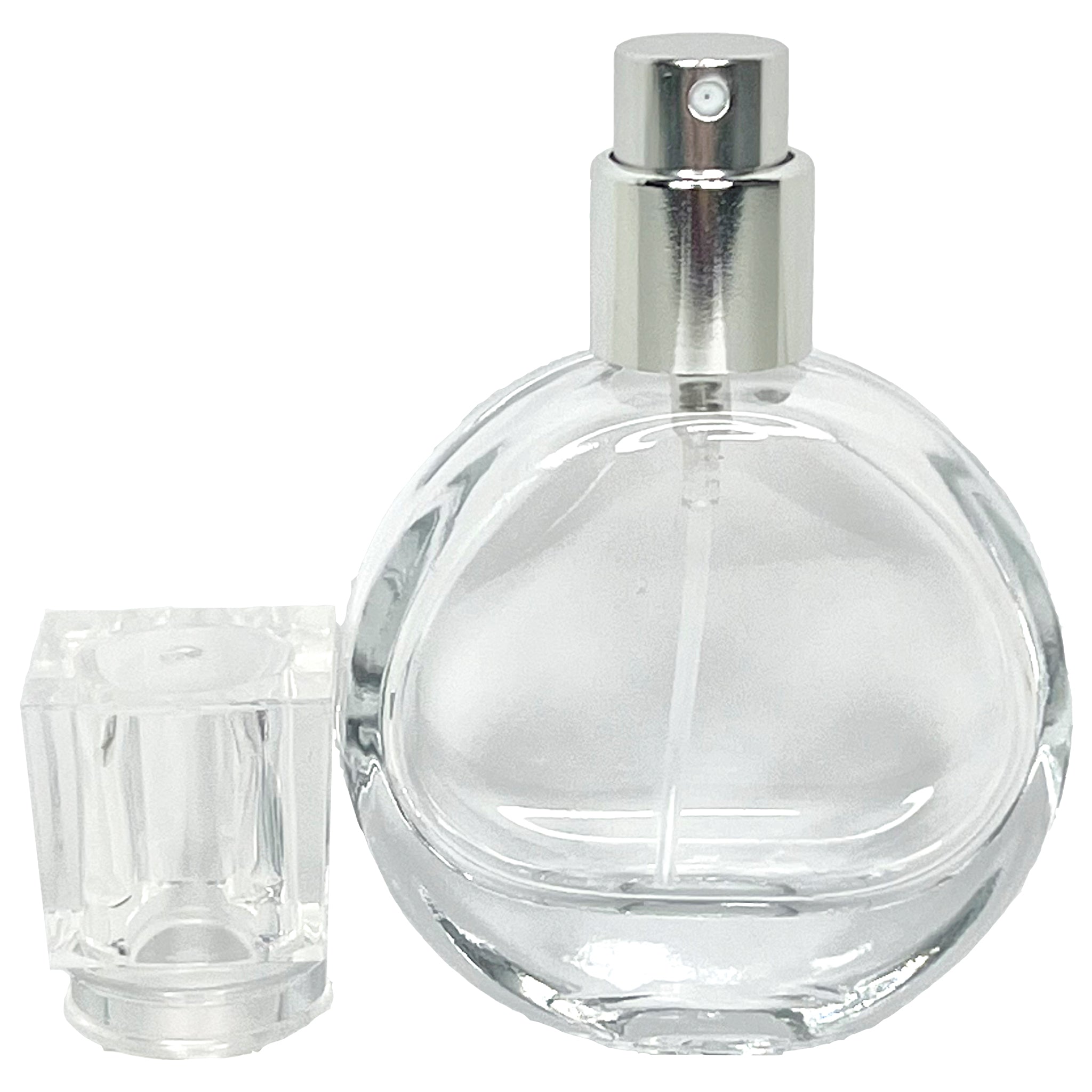 25ml 0.85oz Perfume Thick Glass Round Spray Bottles Silver Atomizers