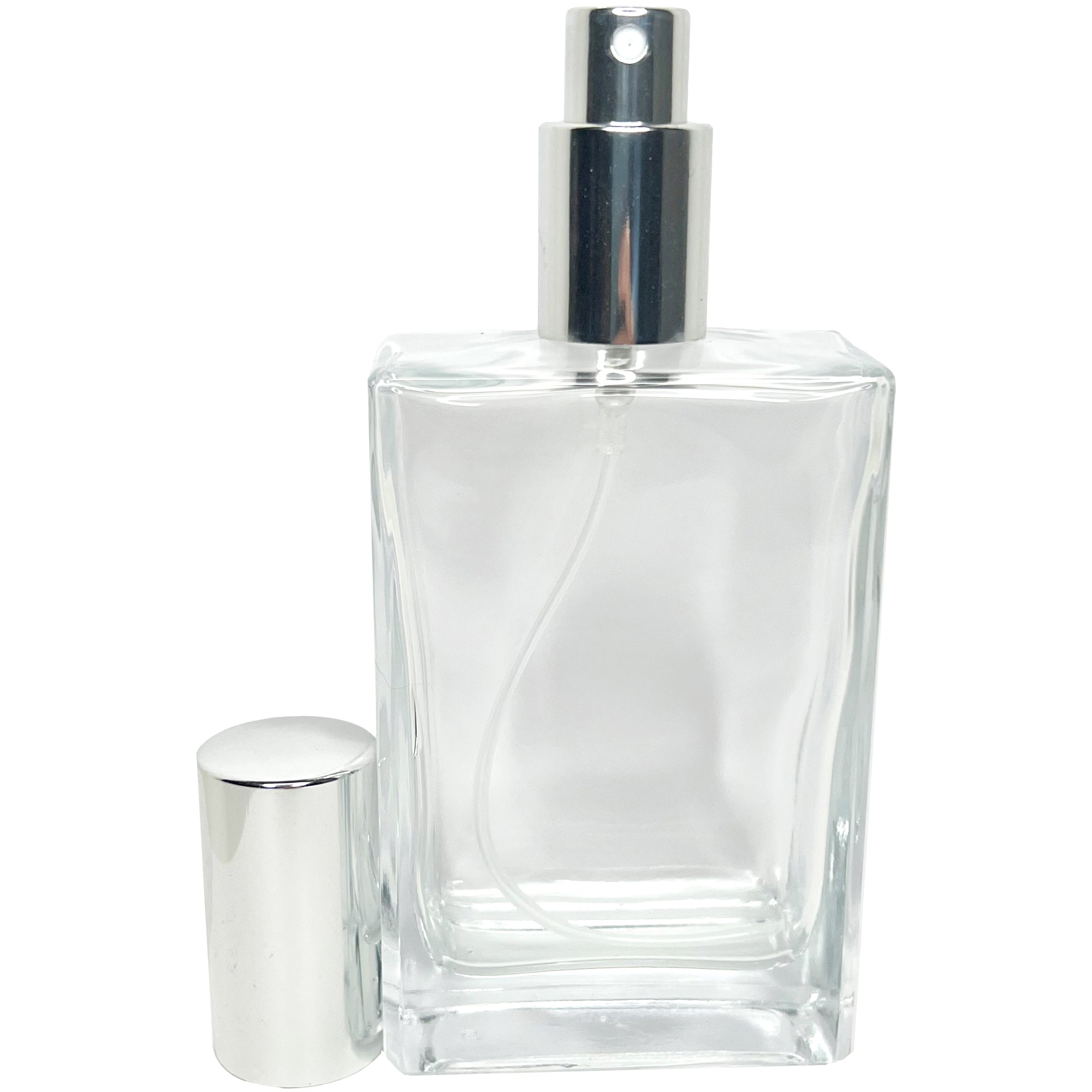120ml 4oz Perfume Thick Glass Square Spray Bottles Silver Atomizers