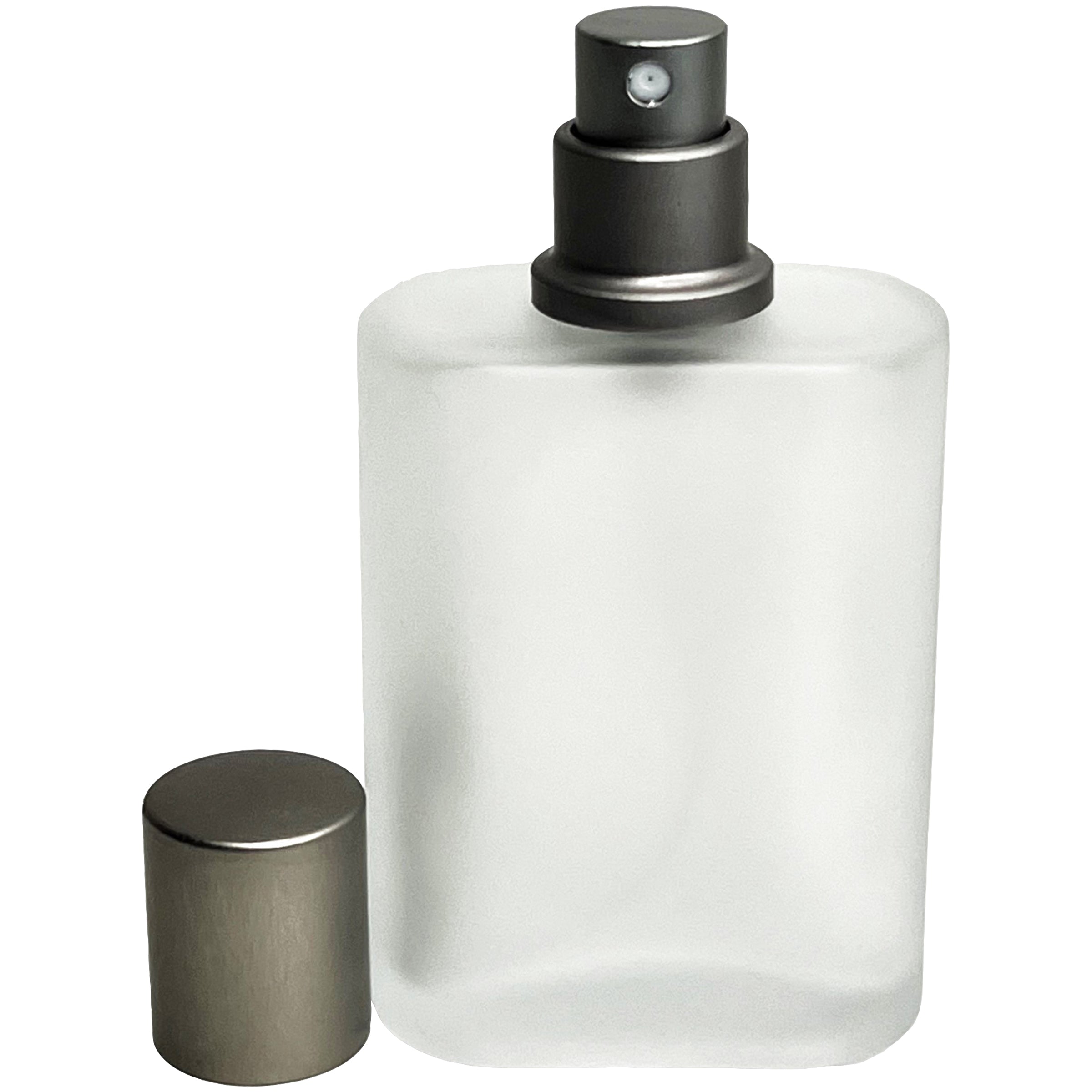 50ml 1.7oz Empty Perfume Spray Bottles Frosted Glass Matte Silver Atomizer Cap